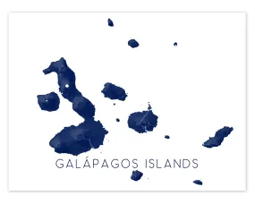 Galapagos Map Print, Galapagos Map Print Poster, Topographic Galapagos Islands Map Wall Art Prints, Ecuador Travel Maps