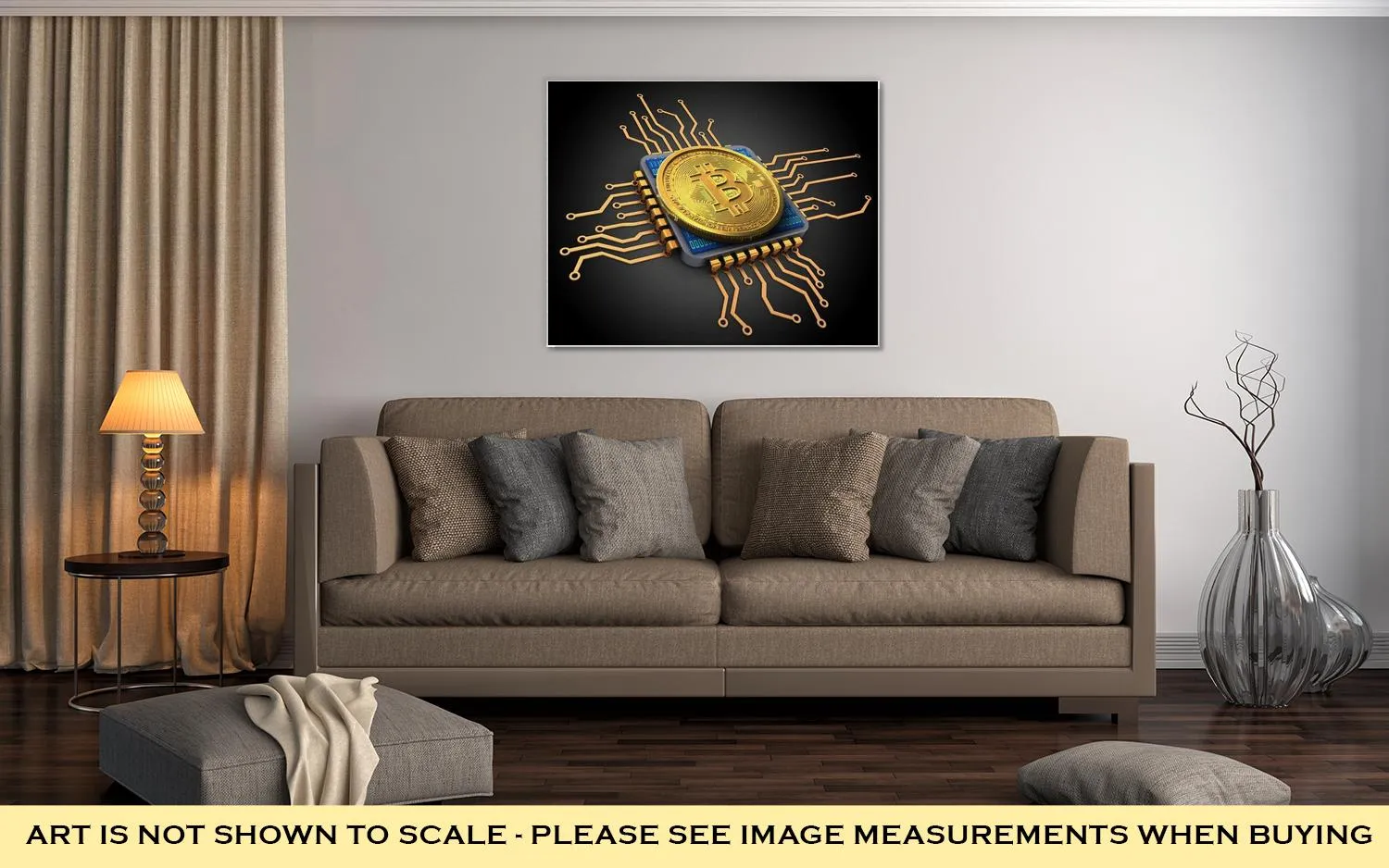 Gallery Wrapped Canvas, Illustration Of Bitcoin Over