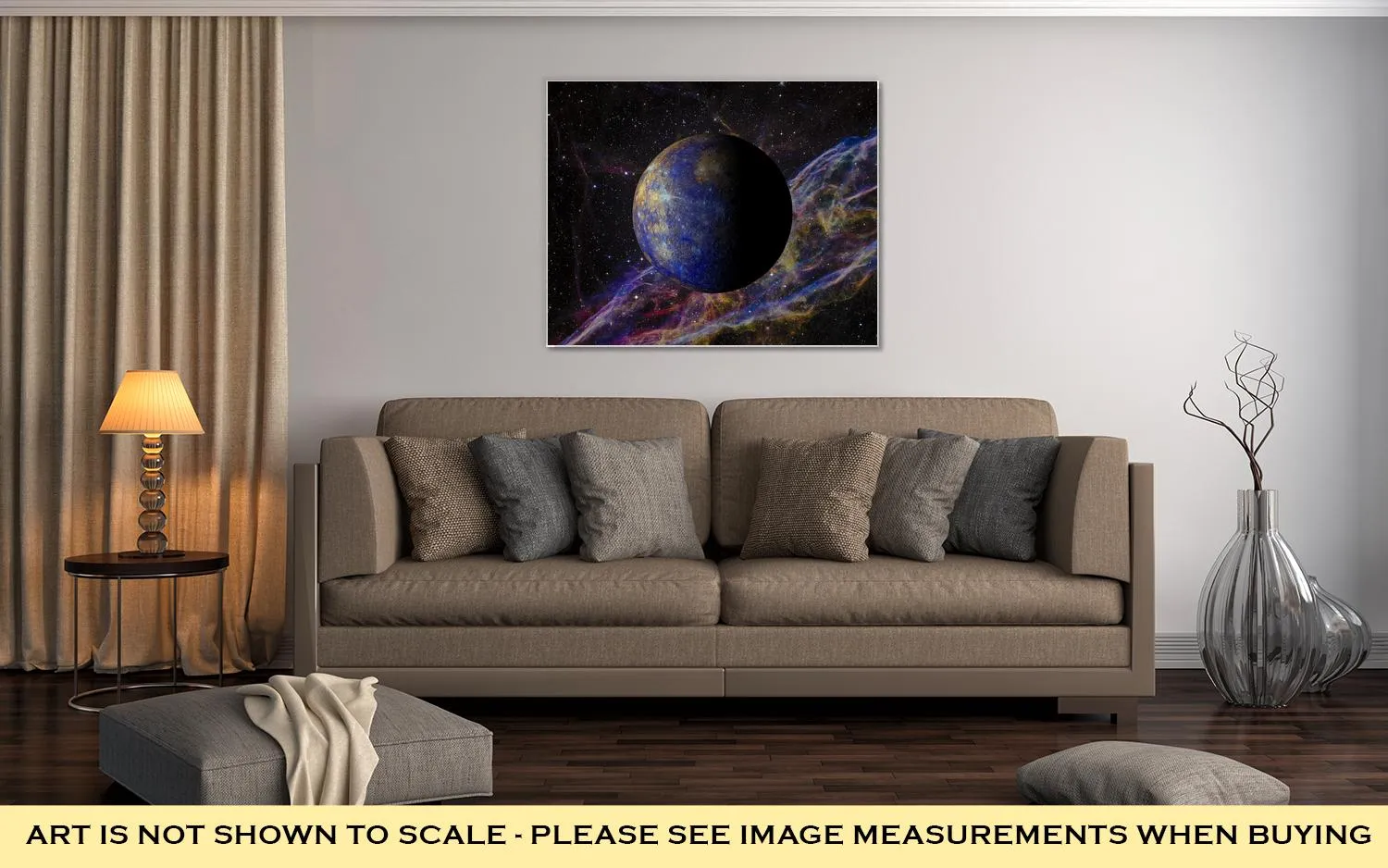 Gallery Wrapped Canvas, Solar System Planet Mercury On Nebula 3d Rendering