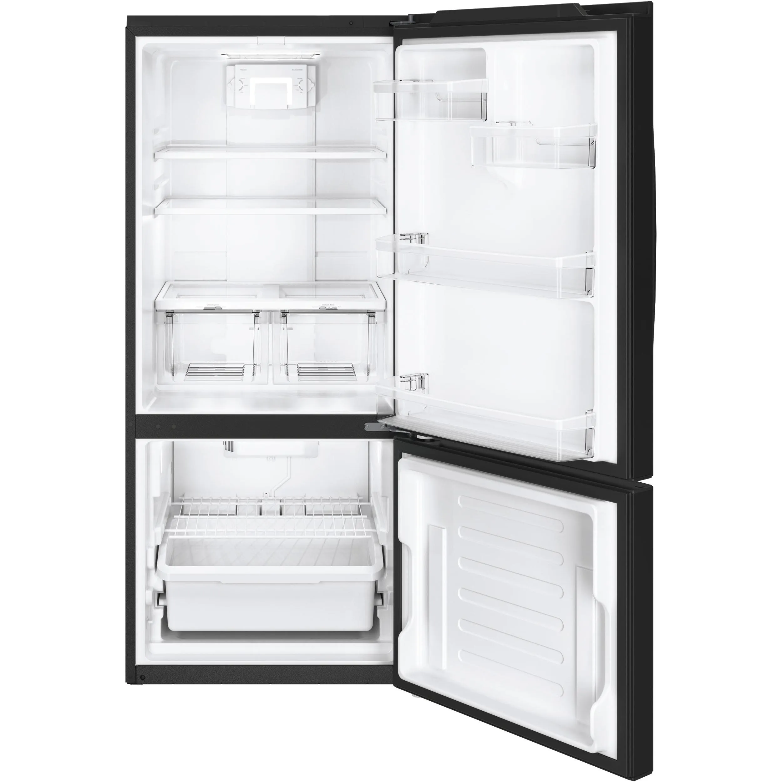 GE 30-inch, 21 cu.ft. Freestanding Bottom Freezer Refrigerator with LED Lighting GBE21AGKBB