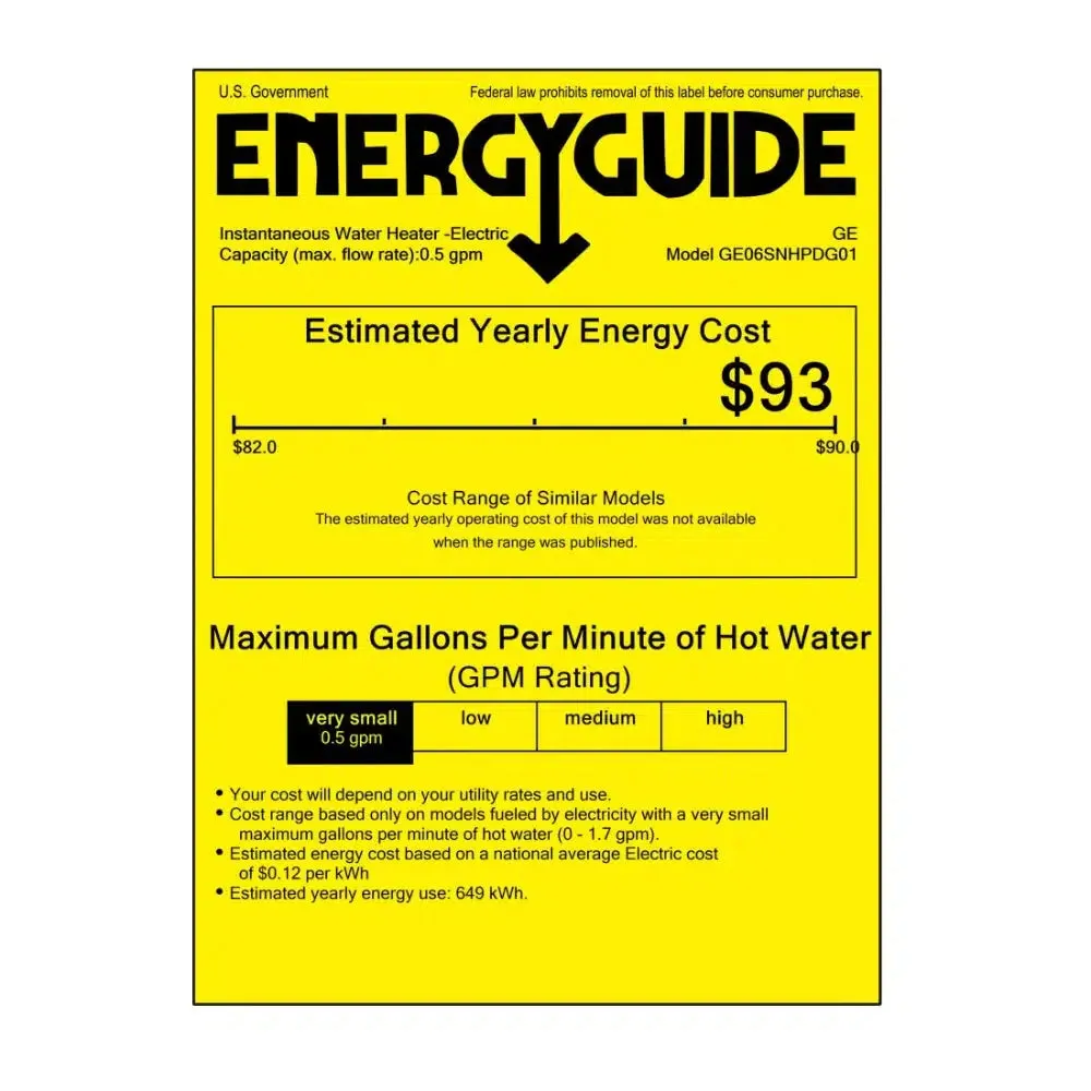 GE 5.5 kW 240V Point-of-Use Electric Tankless Water Heater