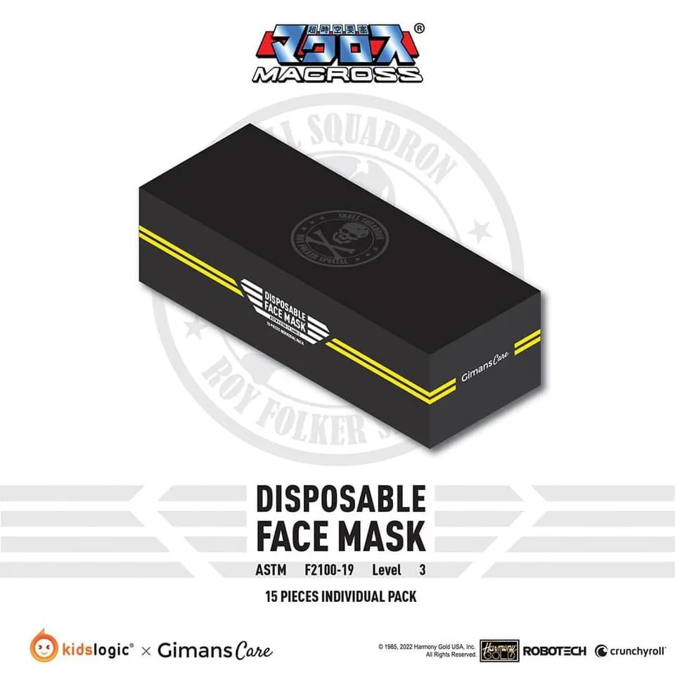 Gimans Care x Kidslogic - Disposable 3D masks, Macross Skull Squadron  (Pack of 15)