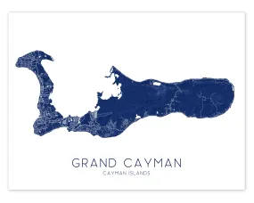 Grand Cayman Map Print - Map of Grand Cayman, Cayman Islands Wall Art Poster