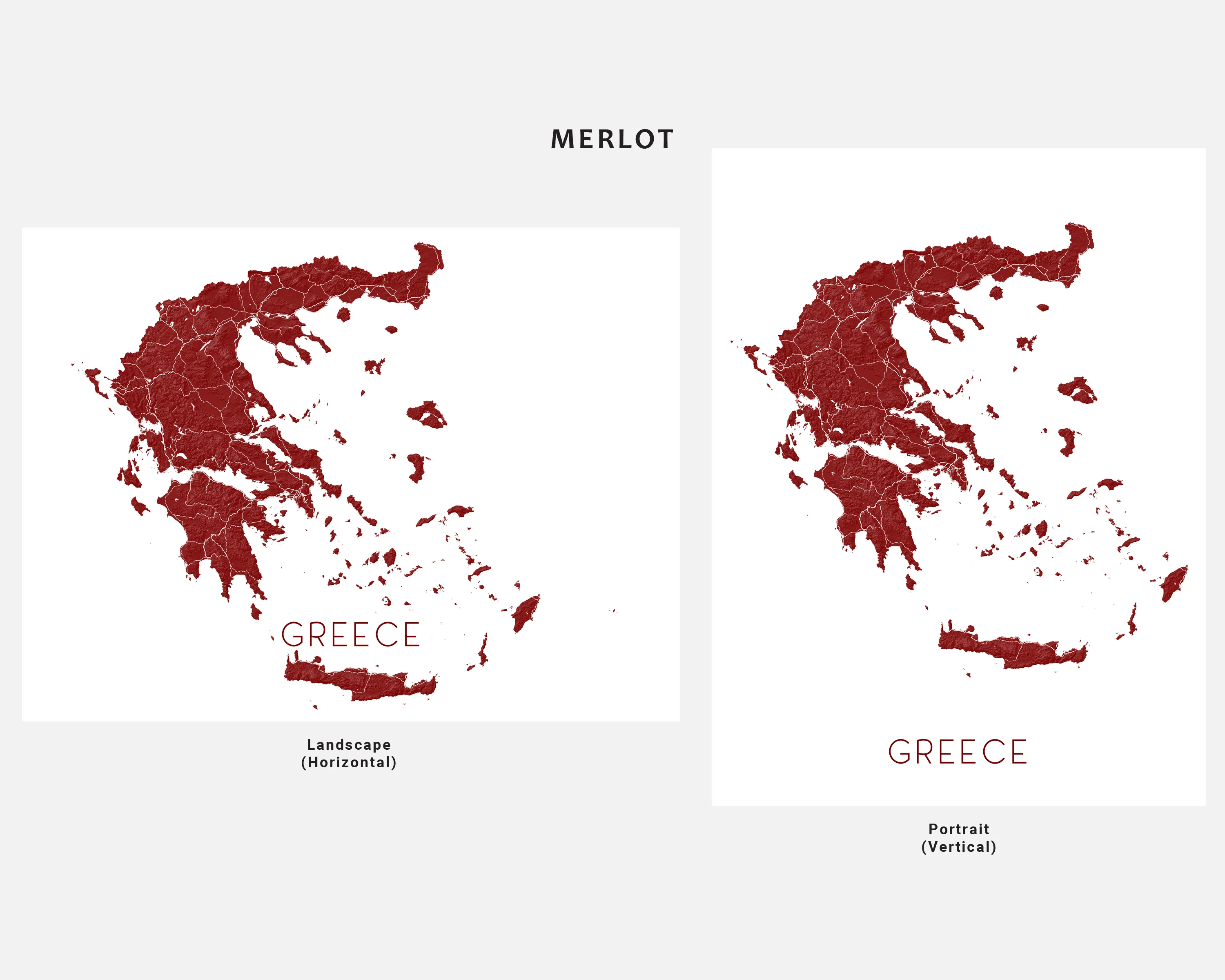 Greece Map Print Poster - Country Map of Greece Wall Art Road Maps, Greek Islands Athens Santorini Mykonos