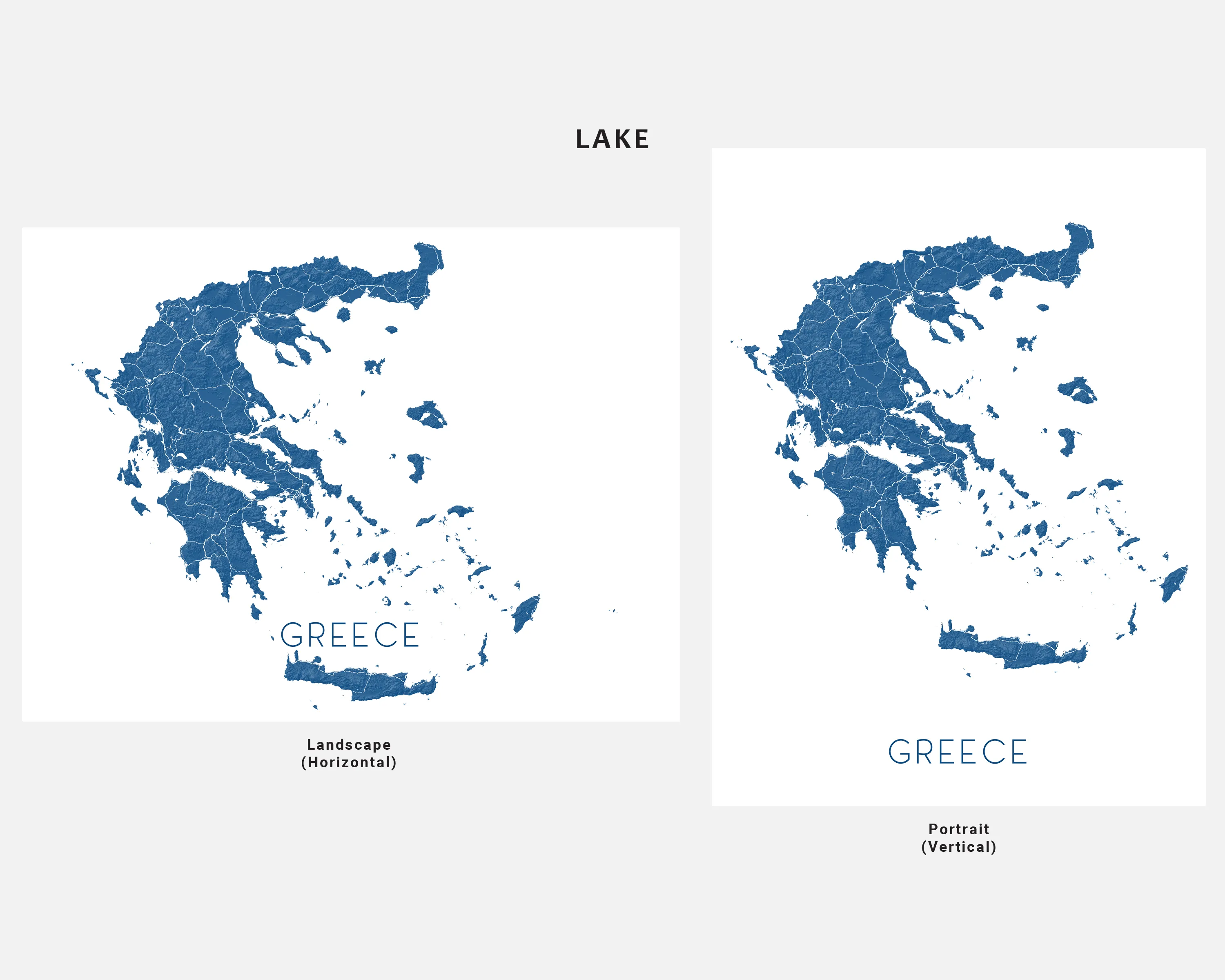 Greece Map Print Poster - Country Map of Greece Wall Art Road Maps, Greek Islands Athens Santorini Mykonos
