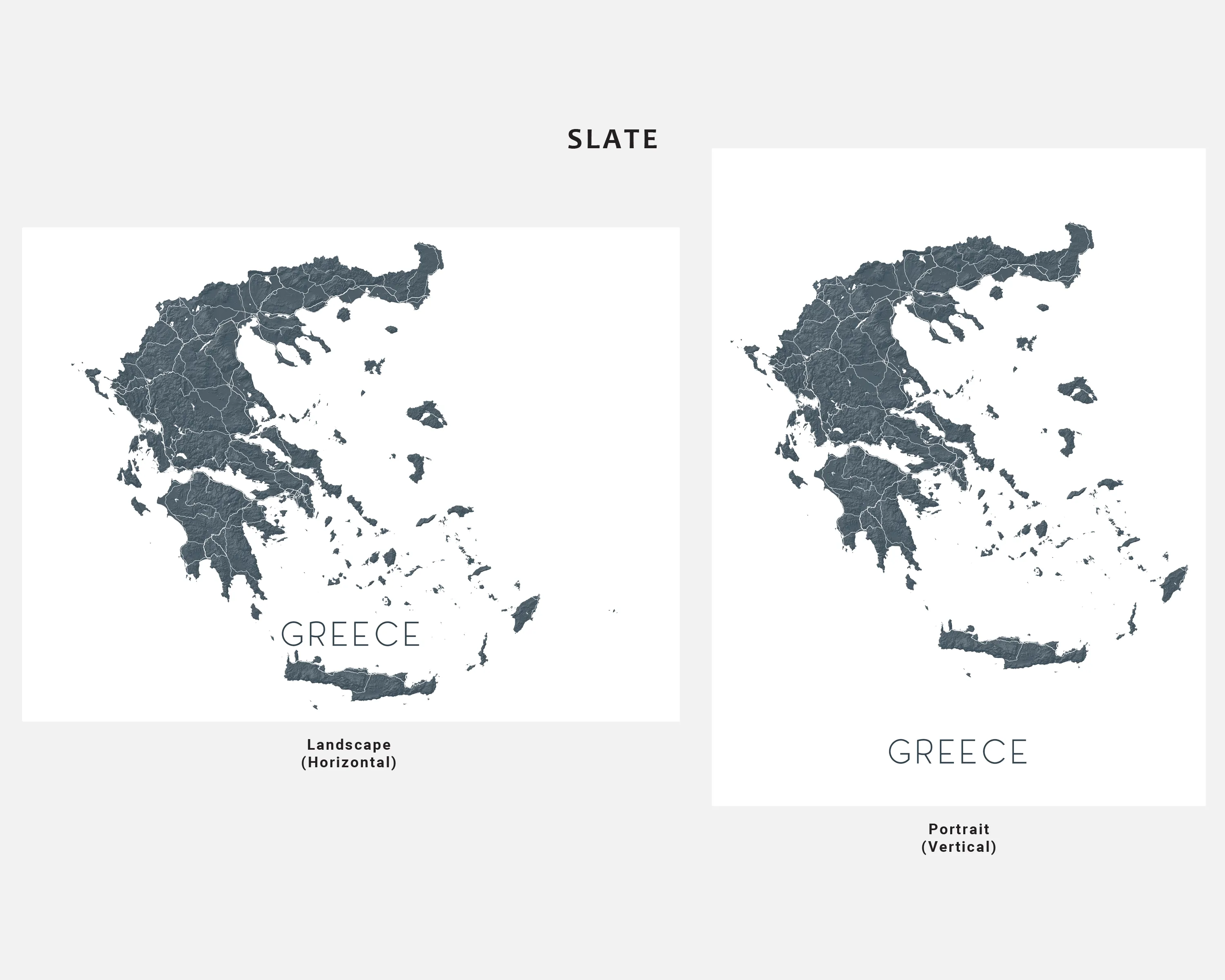 Greece Map Print Poster - Country Map of Greece Wall Art Road Maps, Greek Islands Athens Santorini Mykonos