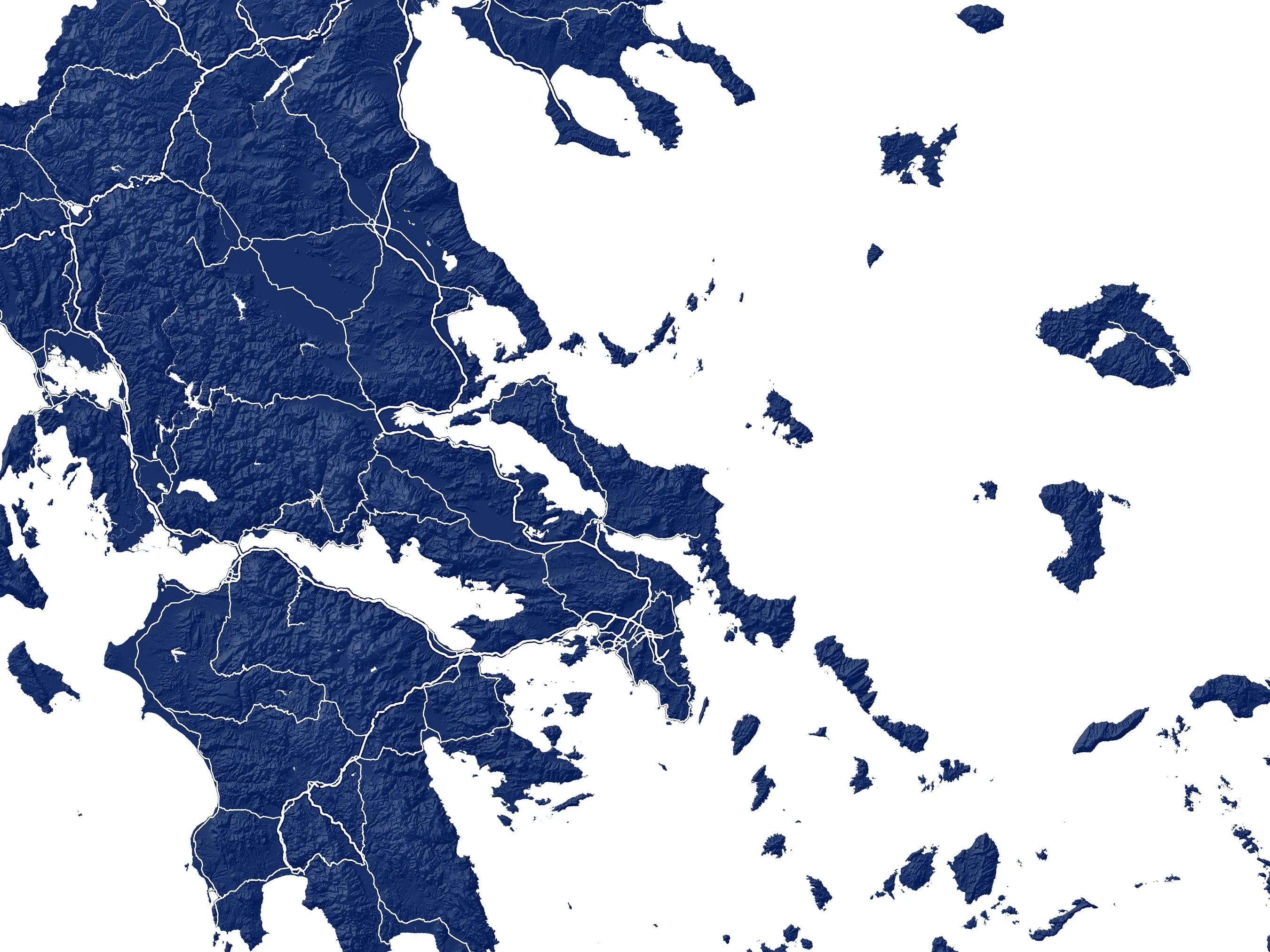 Greece Map Print Poster - Country Map of Greece Wall Art Road Maps, Greek Islands Athens Santorini Mykonos