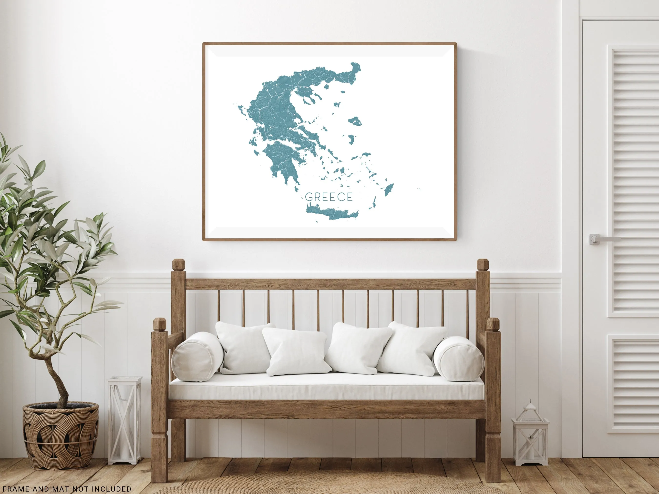 Greece Map Print Poster - Country Map of Greece Wall Art Road Maps, Greek Islands Athens Santorini Mykonos