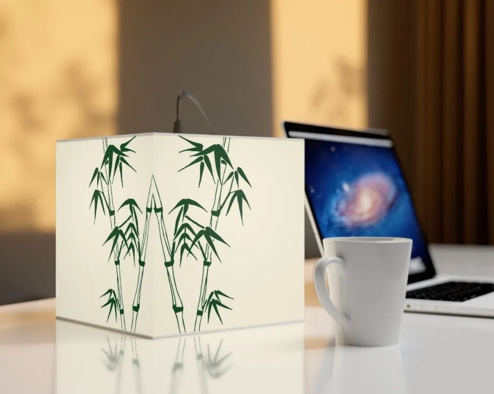 Green Bamboo  Printed Square Cube Lamp,Contemporary/Modern/Trendy Light Feature/Home Decor Gifts, stackable, Vertical/Horizontal