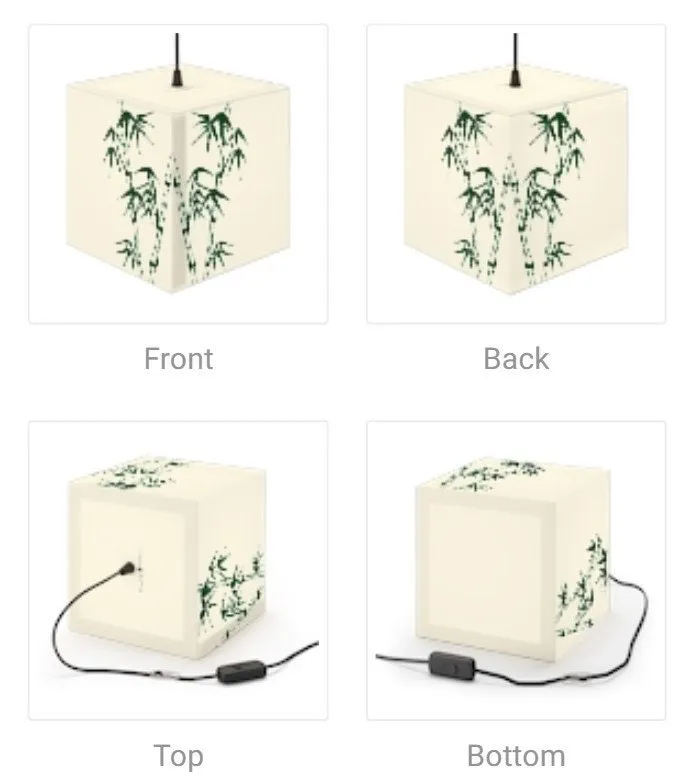 Green Bamboo  Printed Square Cube Lamp,Contemporary/Modern/Trendy Light Feature/Home Decor Gifts, stackable, Vertical/Horizontal