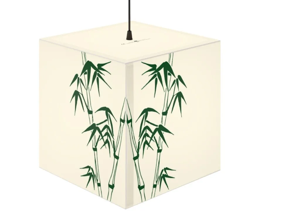 Green Bamboo  Printed Square Cube Lamp,Contemporary/Modern/Trendy Light Feature/Home Decor Gifts, stackable, Vertical/Horizontal