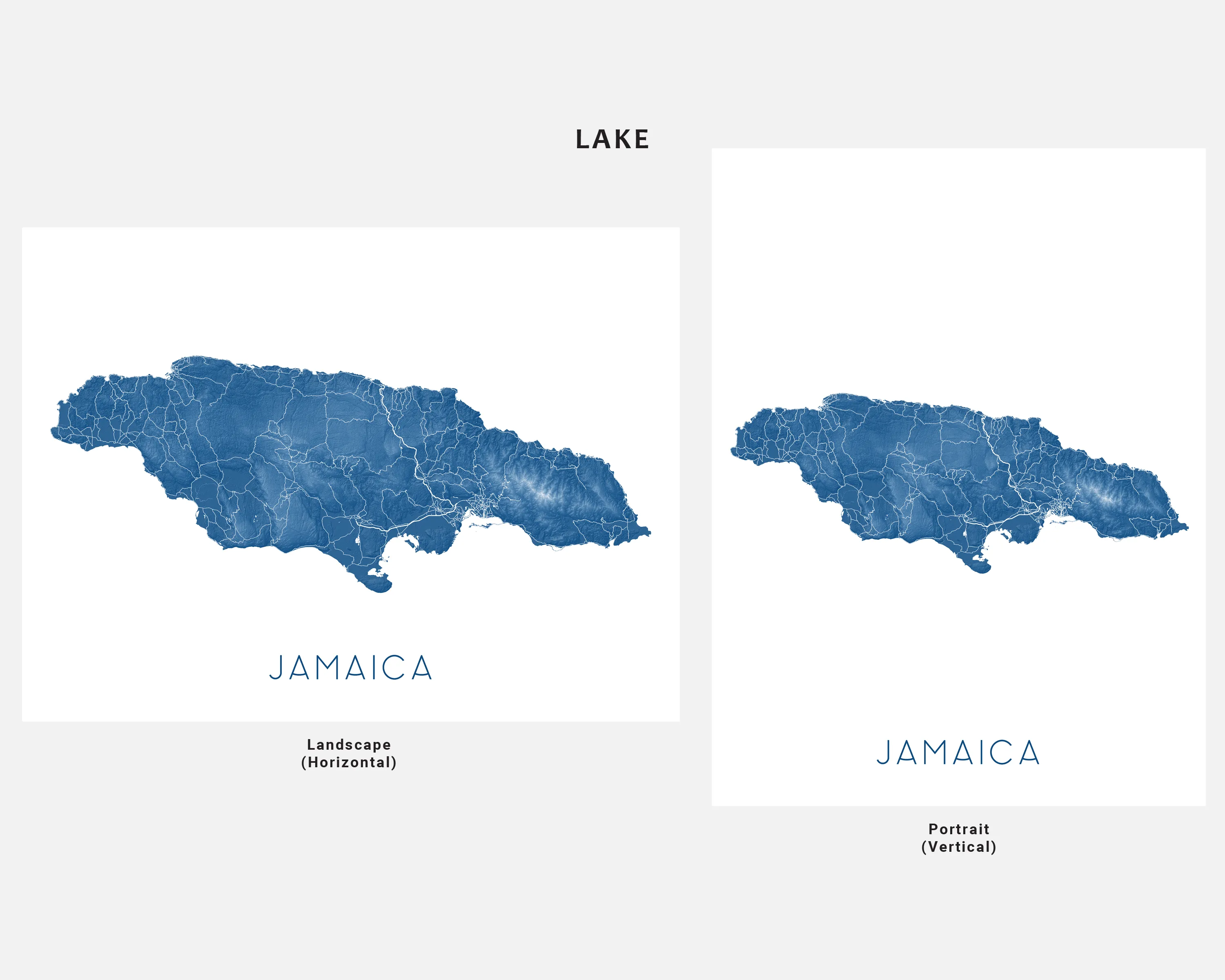 Jamaica Map Print - Topographic Map of Jamaica Art Poster, Caribbean Island Maps