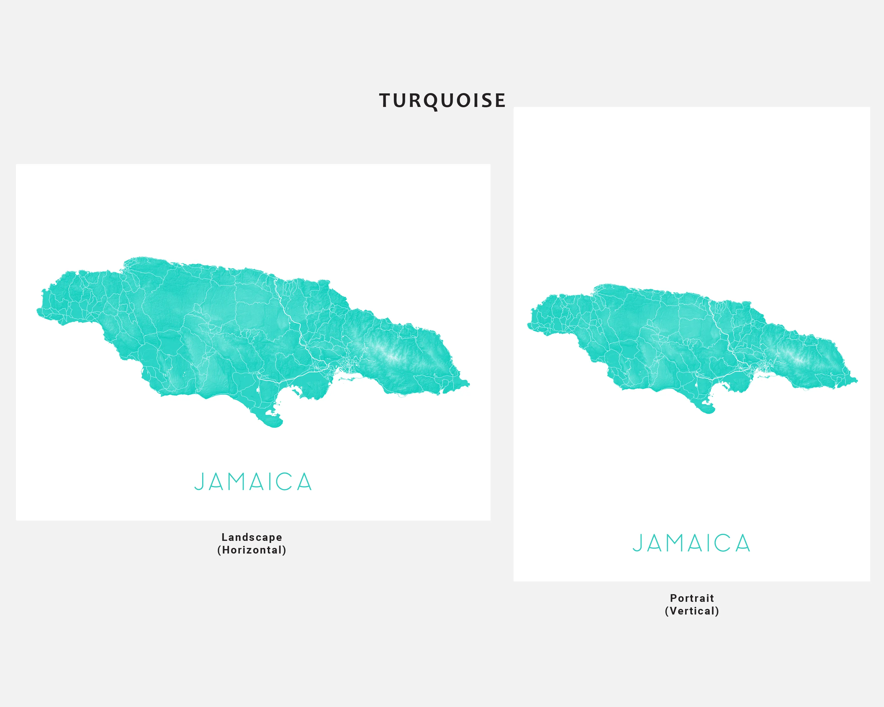 Jamaica Map Print - Topographic Map of Jamaica Art Poster, Caribbean Island Maps