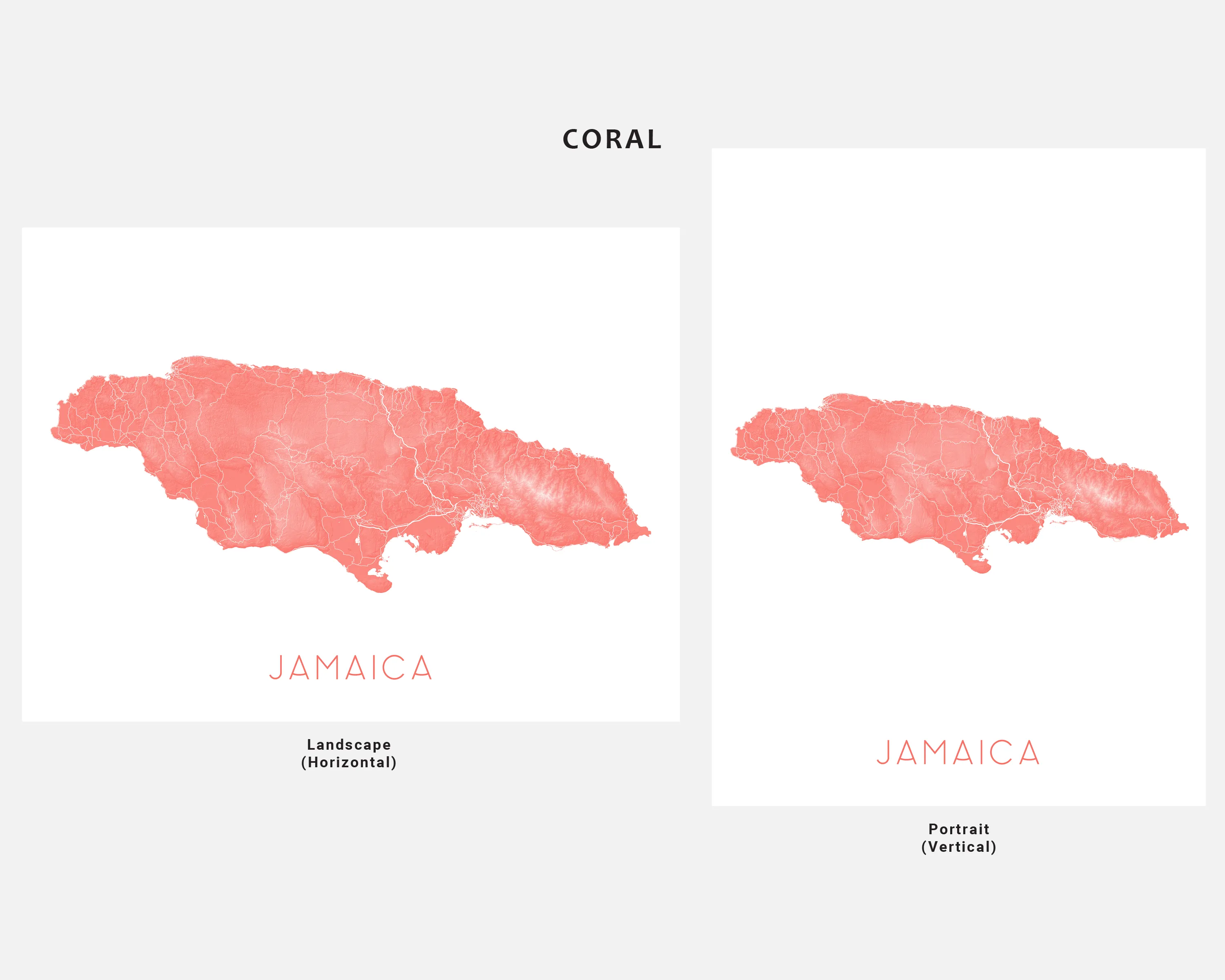 Jamaica Map Print - Topographic Map of Jamaica Art Poster, Caribbean Island Maps