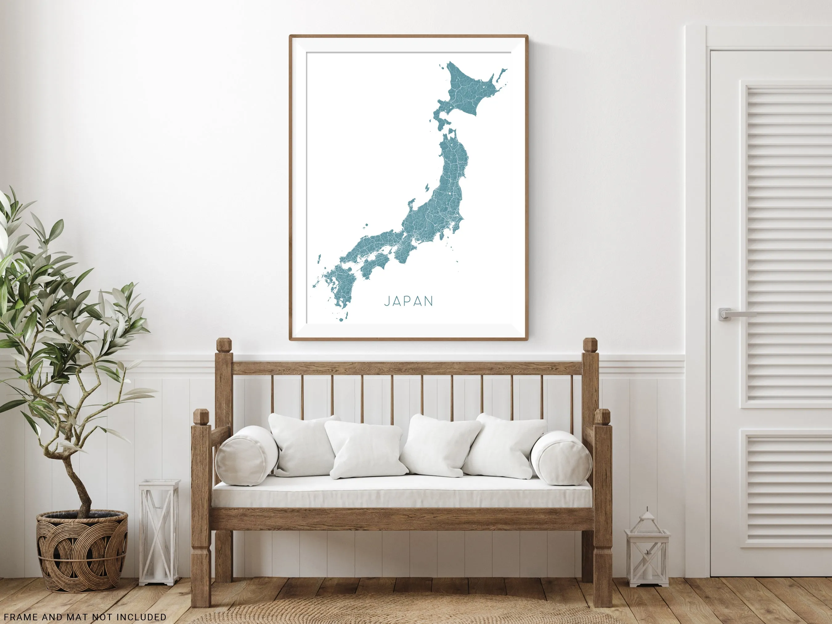 Japan Map Print Poster - Topographic Map of Japan Islands Wall Art Road Maps, Tokyo Osaka Kyoto