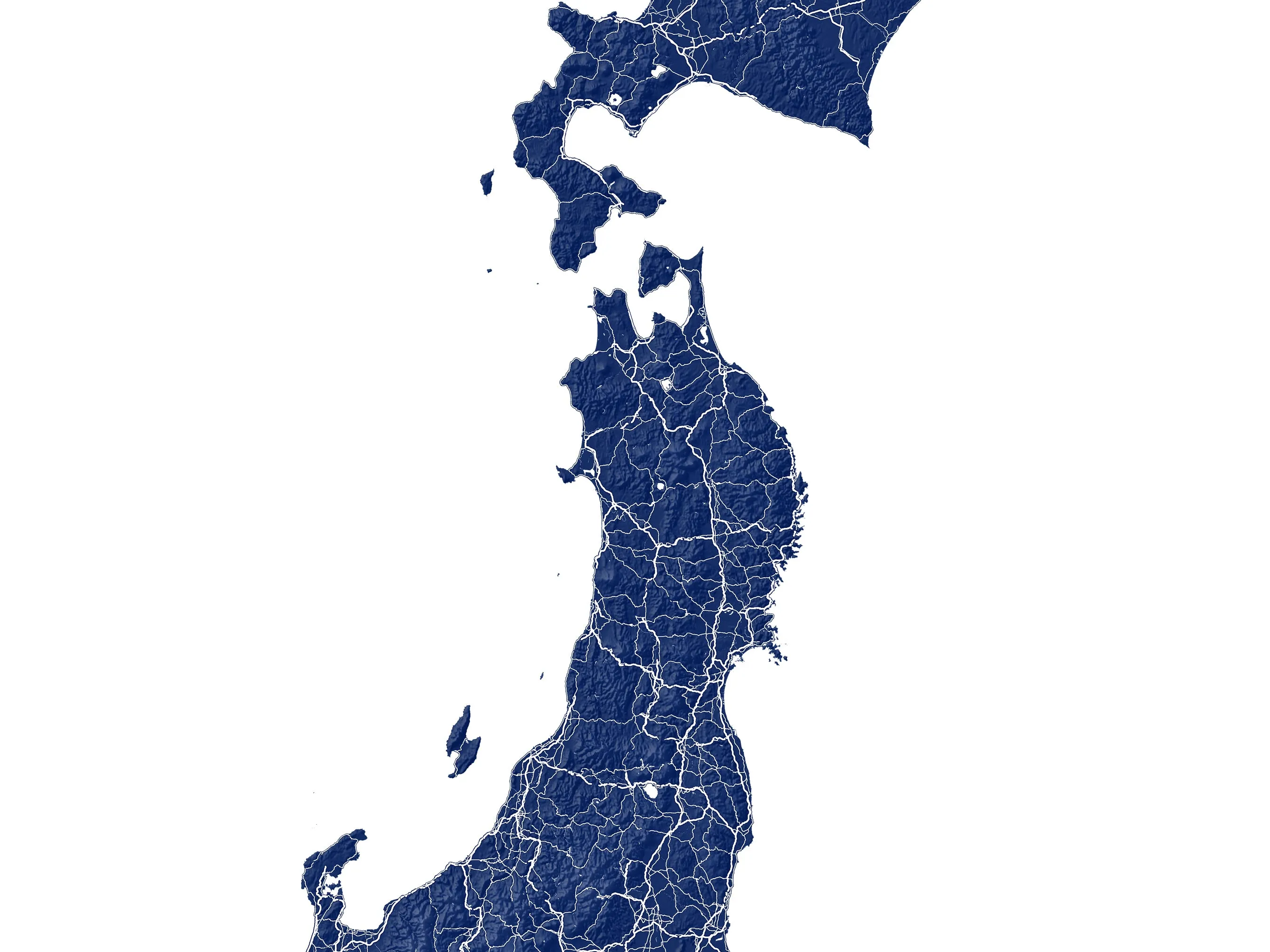 Japan Map Print Poster - Topographic Map of Japan Islands Wall Art Road Maps, Tokyo Osaka Kyoto