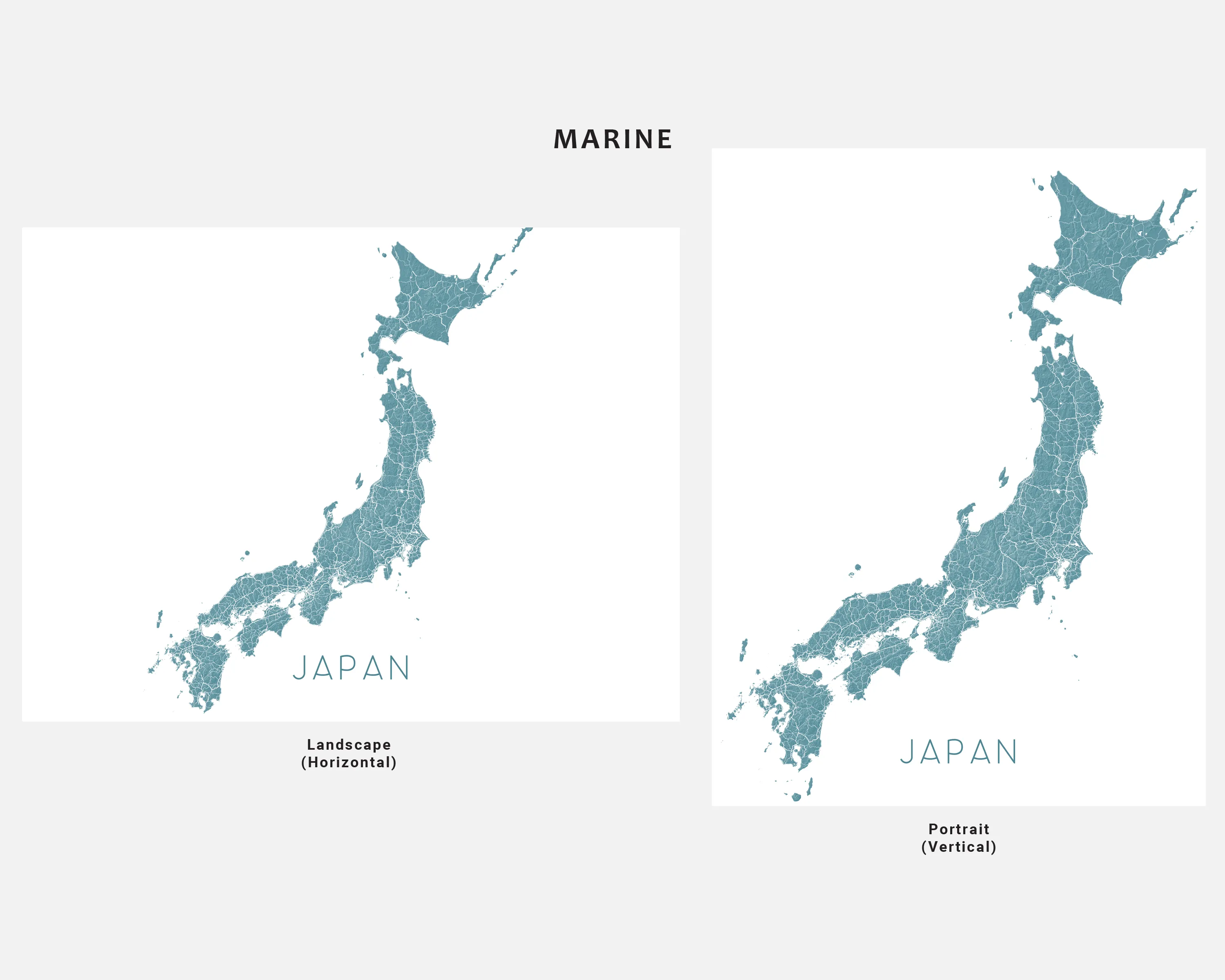 Japan Map Print Poster - Topographic Map of Japan Islands Wall Art Road Maps, Tokyo Osaka Kyoto