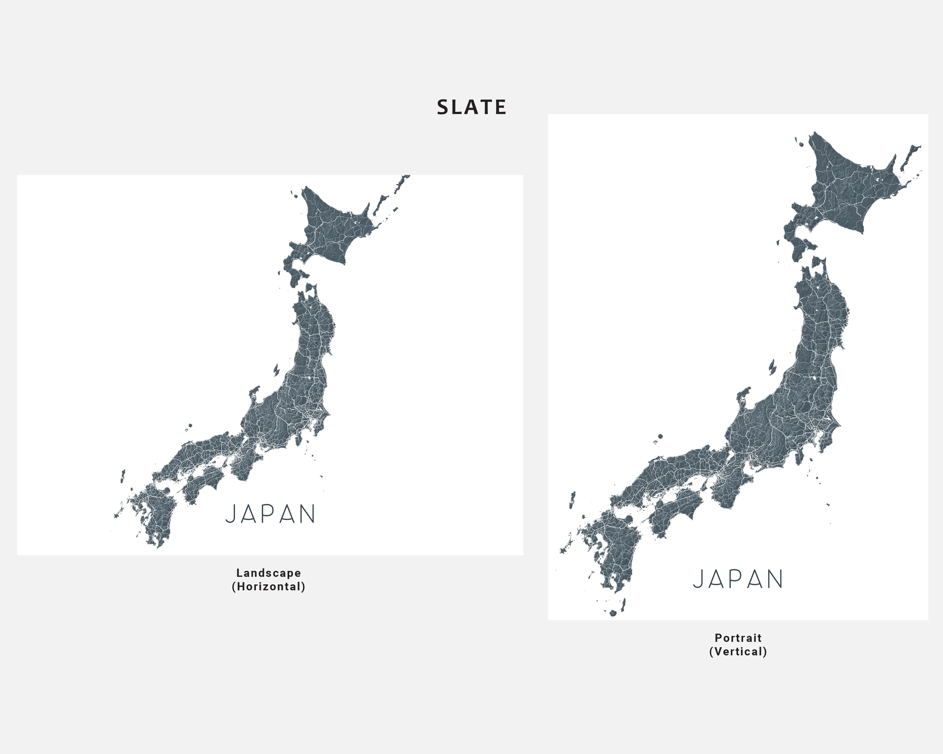 Japan Map Print Poster - Topographic Map of Japan Islands Wall Art Road Maps, Tokyo Osaka Kyoto