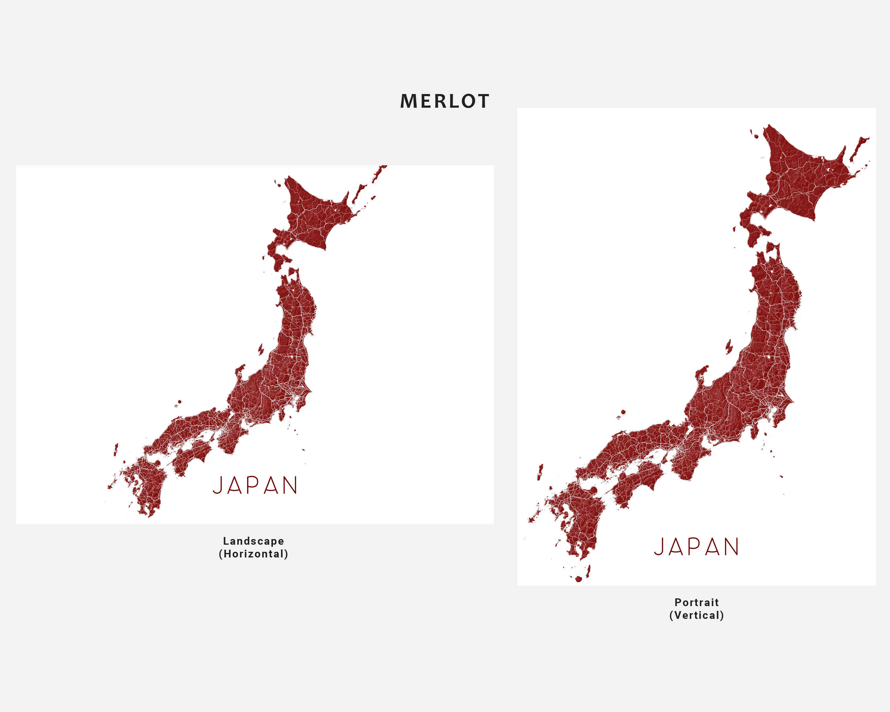 Japan Map Print Poster - Topographic Map of Japan Islands Wall Art Road Maps, Tokyo Osaka Kyoto