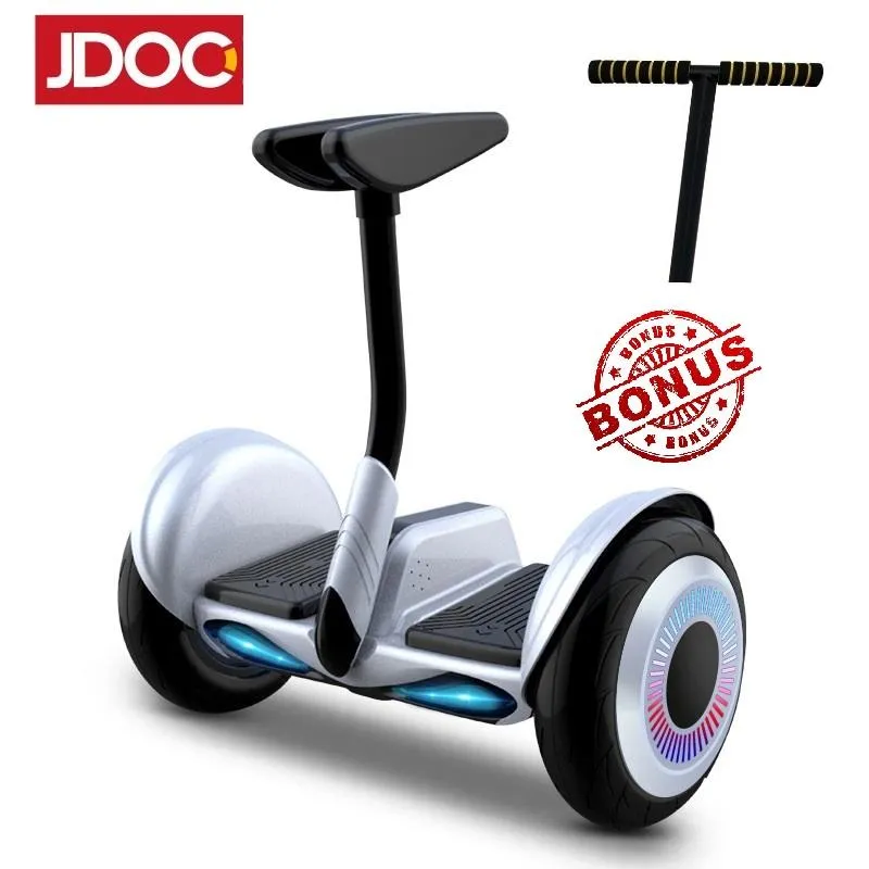JDOO 10 INCH PRO Hoverboard with Bluetooth Speaker and LED Lights | White