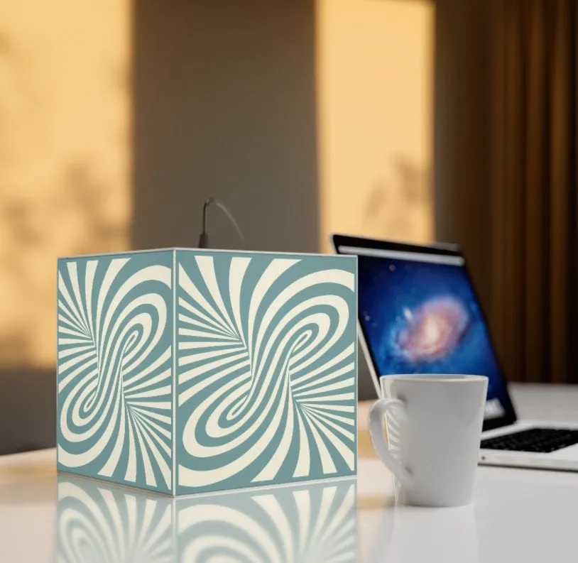 Linear Optical Illusion,Psychedelic/Hypnotic Art Printed Square Cube Lamp/Contemporary/Modern/Trendy Light/Home Decor Gifts,Stackable Lights