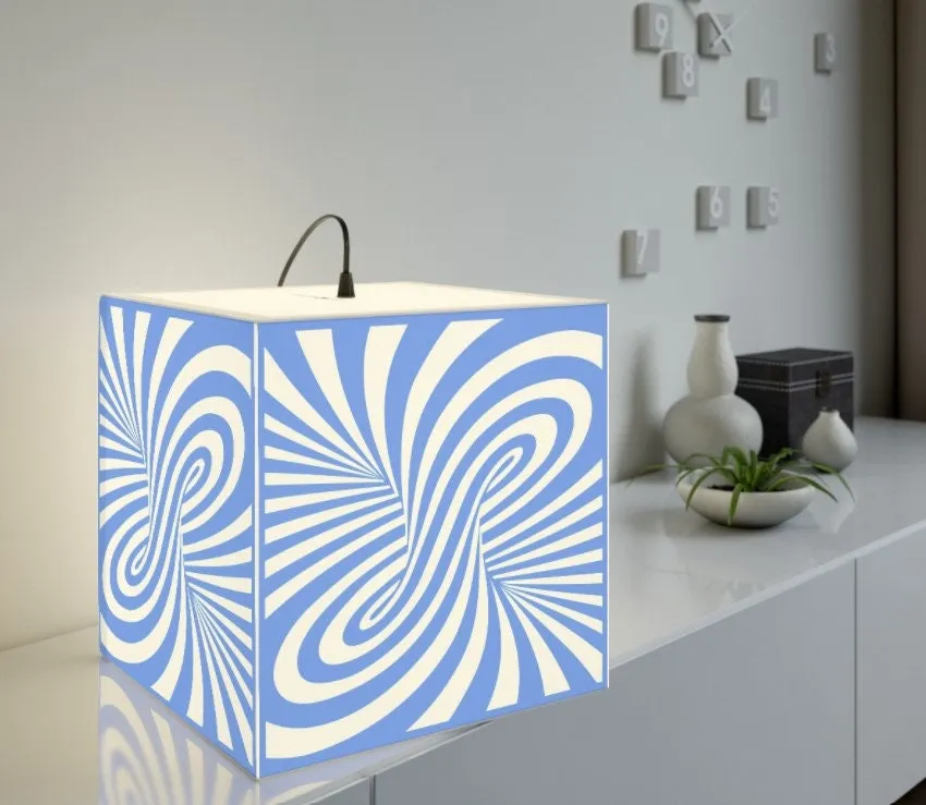 Linear Optical Illusion,Psychedelic/Hypnotic Art Printed Square Cube Lamp/Contemporary/Modern/Trendy Light/Home Decor Gifts,Stackable Lights