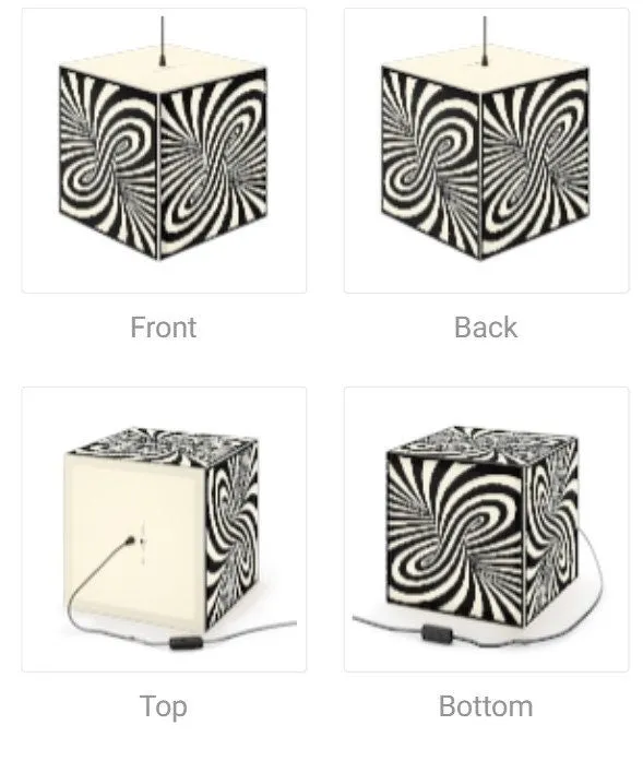 Linear Optical Illusion,Psychedelic/Hypnotic Art Printed Square Cube Lamp/Contemporary/Modern/Trendy Light/Home Decor Gifts,Stackable Lights