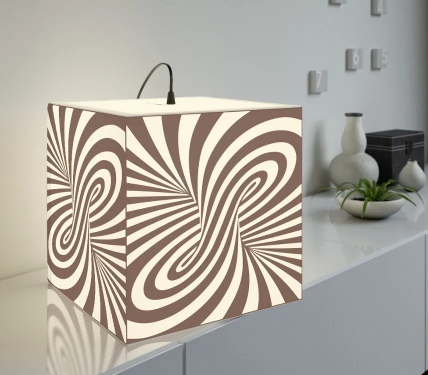 Linear Optical Illusion,Psychedelic/Hypnotic Art Printed Square Cube Lamp/Contemporary/Modern/Trendy Light/Home Decor Gifts,Stackable Lights