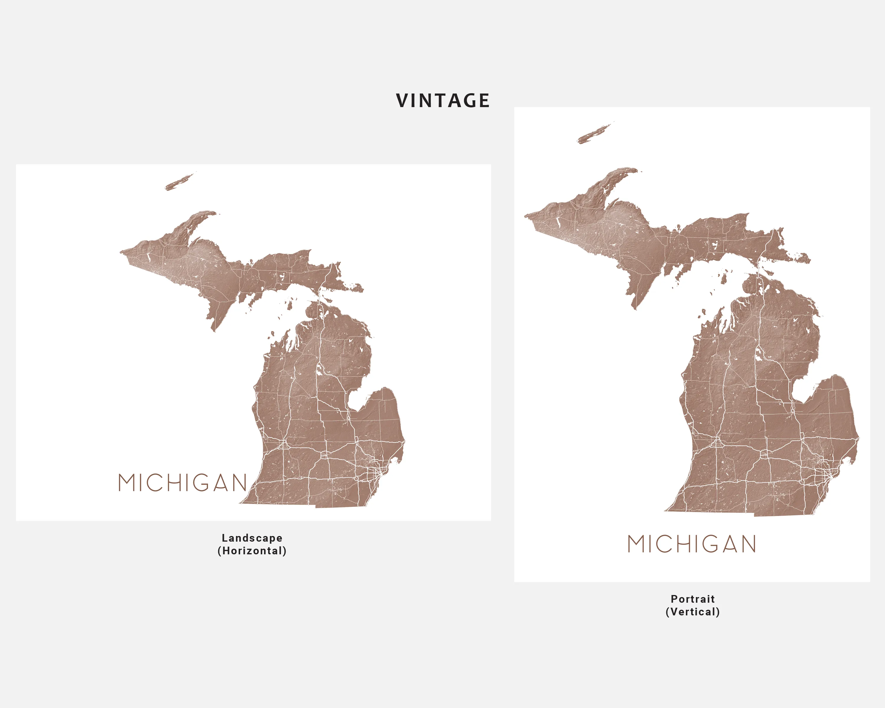 Michigan Map Print - Topographic Map of Michigan State Poster