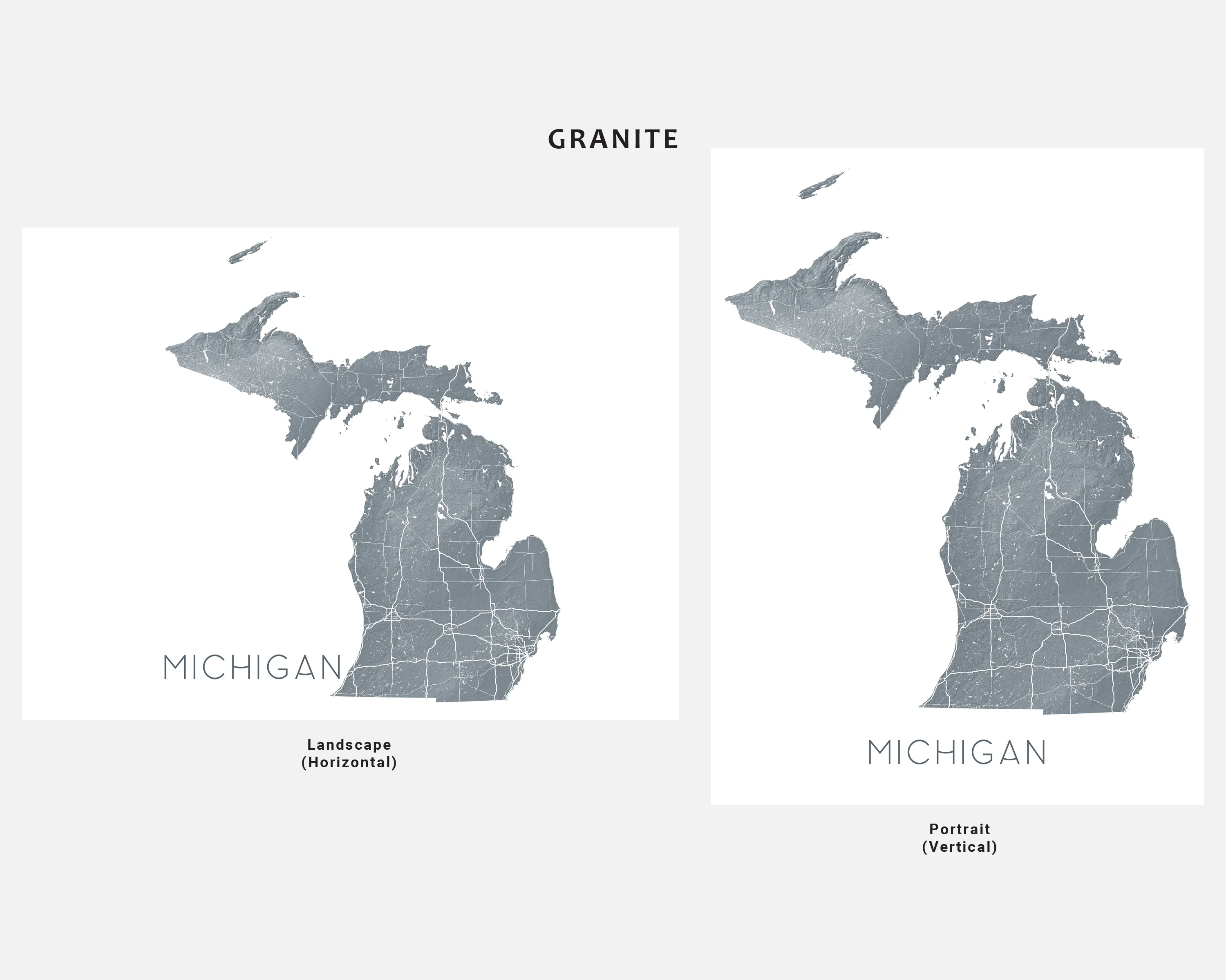 Michigan Map Print - Topographic Map of Michigan State Poster