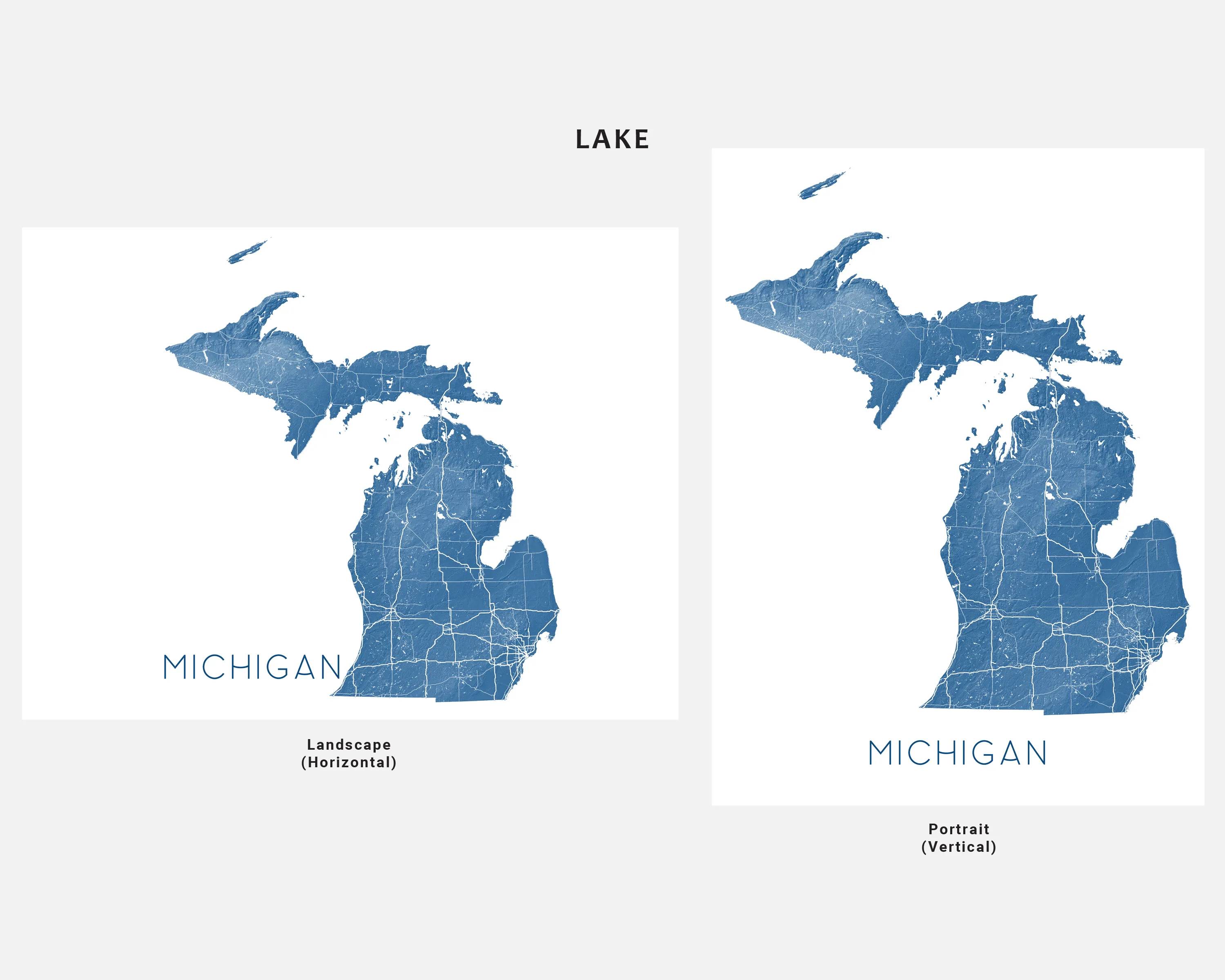 Michigan Map Print - Topographic Map of Michigan State Poster