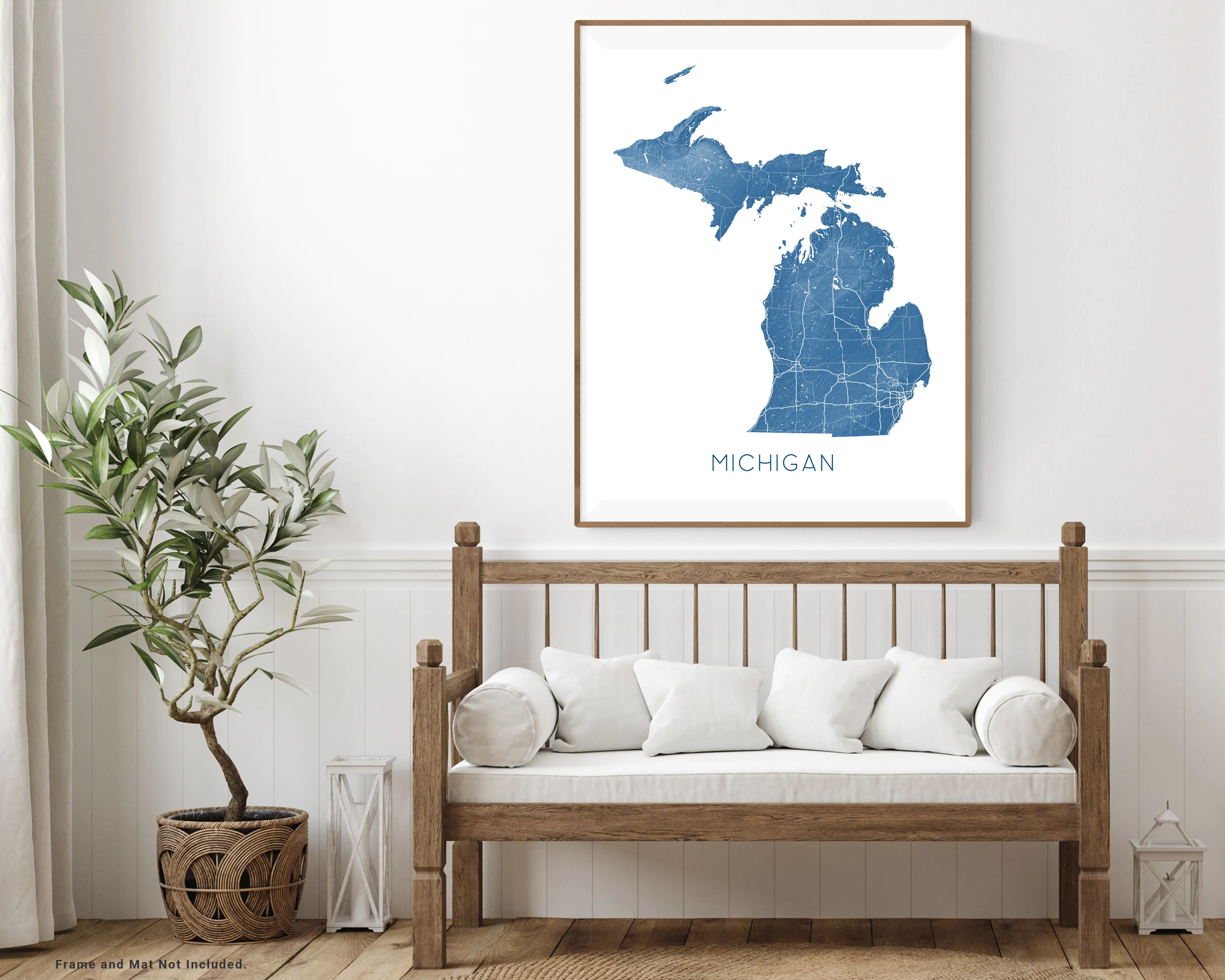 Michigan Map Print - Topographic Map of Michigan State Poster