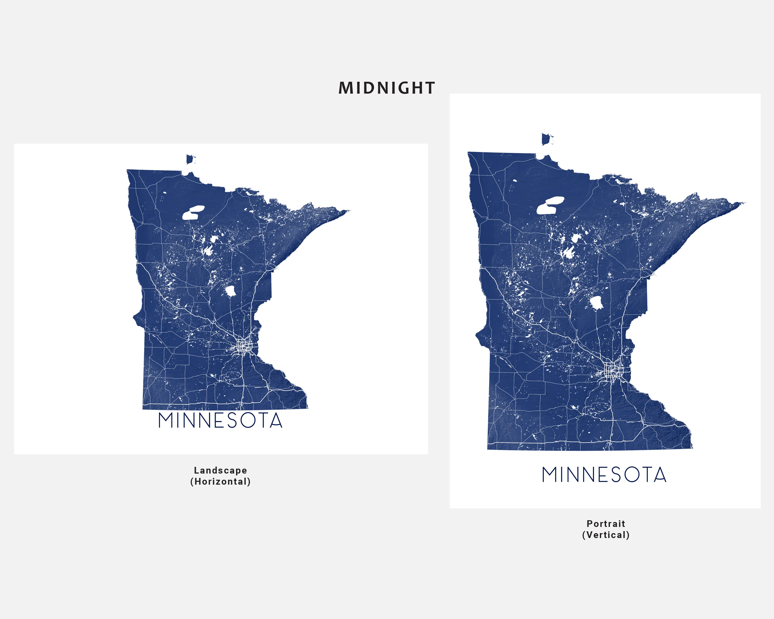 Minnesota Map Print Poster, Topographic State Map of Minnesota Wall Art, Minneapolis Saint Paul Twin Cities
