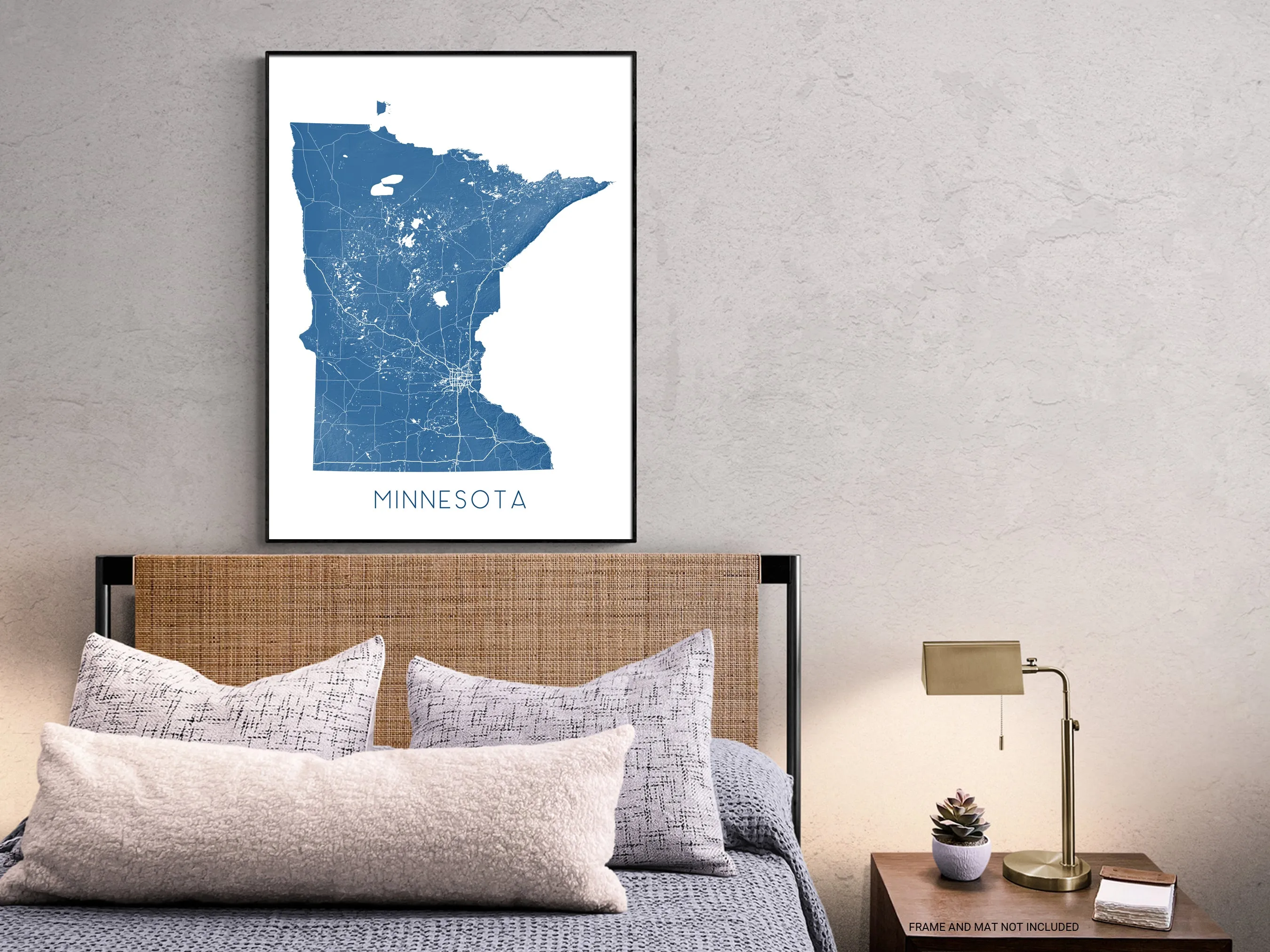 Minnesota Map Print Poster, Topographic State Map of Minnesota Wall Art, Minneapolis Saint Paul Twin Cities