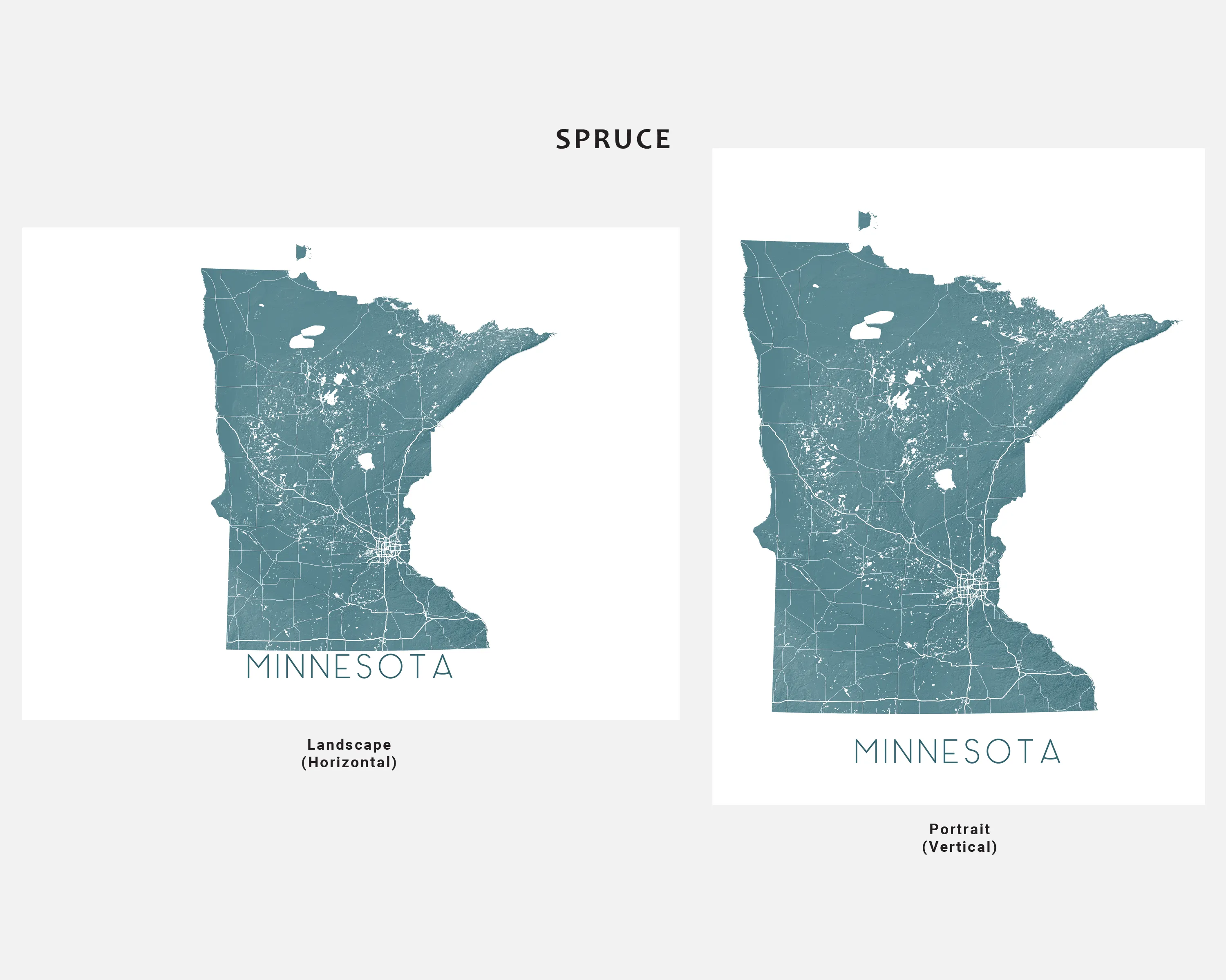 Minnesota Map Print Poster, Topographic State Map of Minnesota Wall Art, Minneapolis Saint Paul Twin Cities