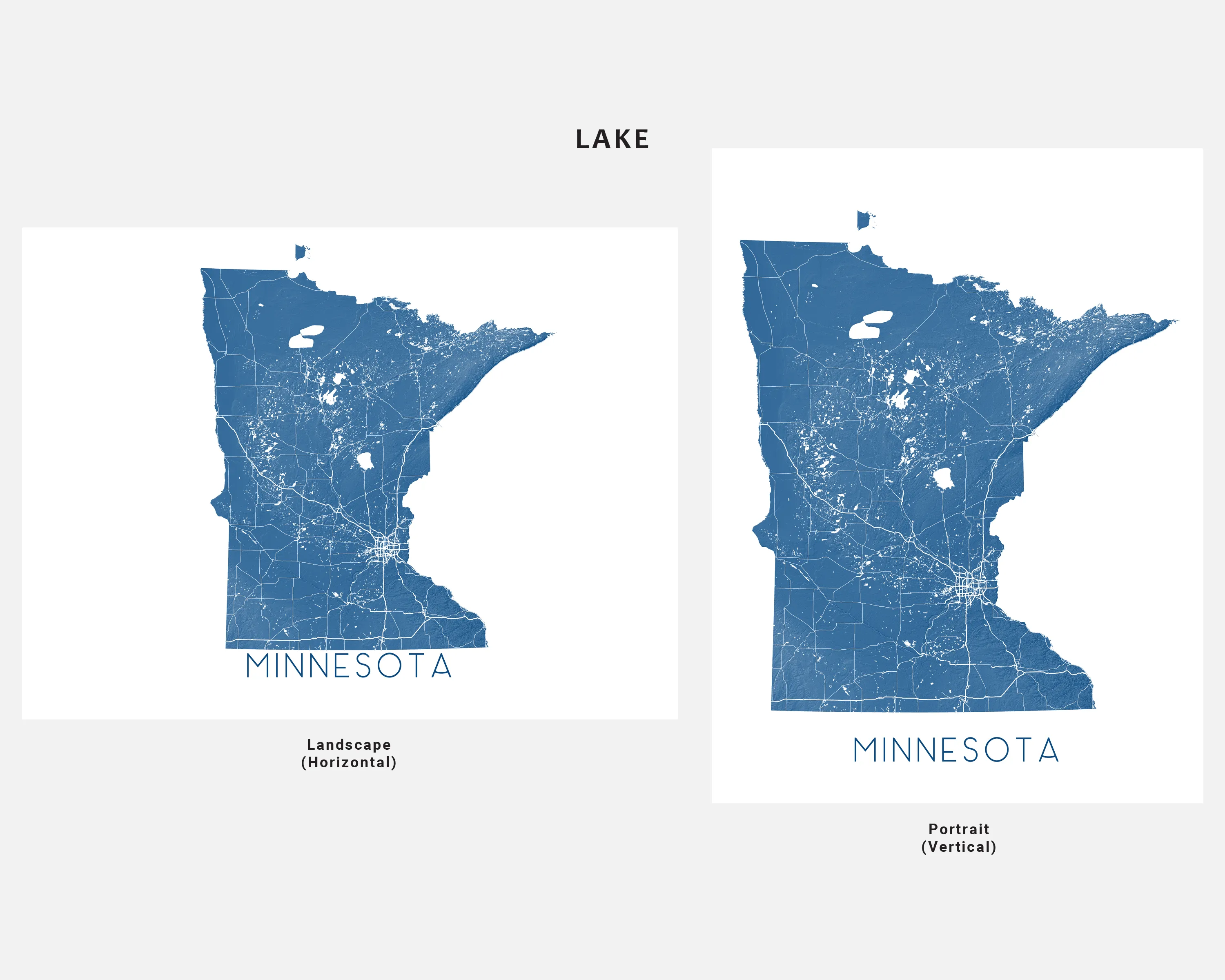 Minnesota Map Print Poster, Topographic State Map of Minnesota Wall Art, Minneapolis Saint Paul Twin Cities
