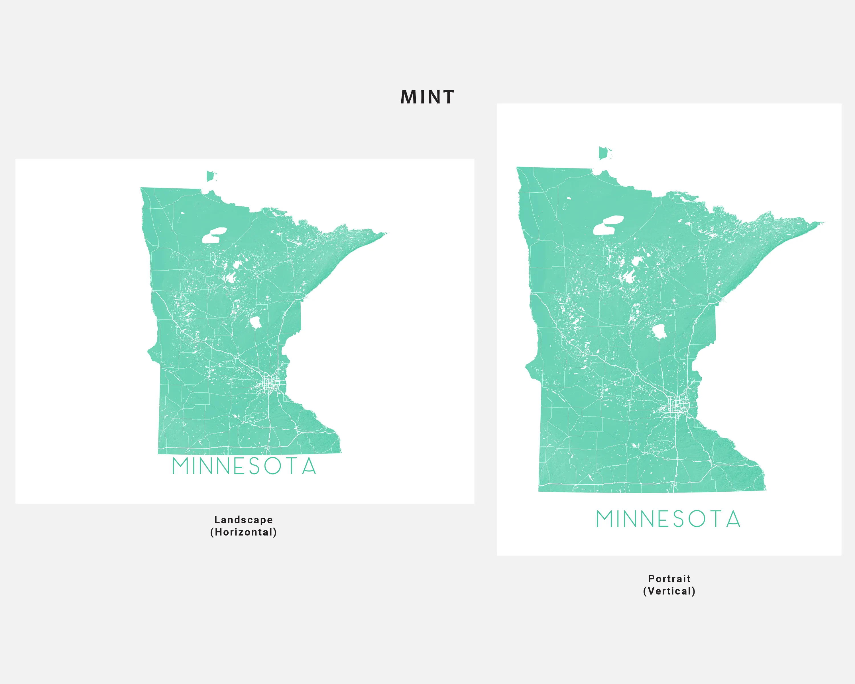 Minnesota Map Print Poster, Topographic State Map of Minnesota Wall Art, Minneapolis Saint Paul Twin Cities