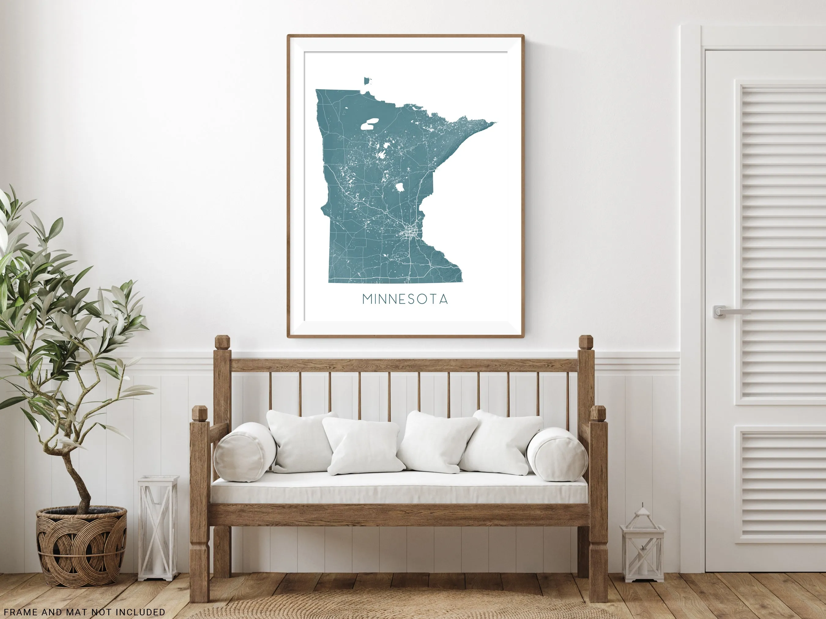 Minnesota Map Print Poster, Topographic State Map of Minnesota Wall Art, Minneapolis Saint Paul Twin Cities