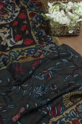 Multicolor Pen Kalamkari Pure Silk Dupatta