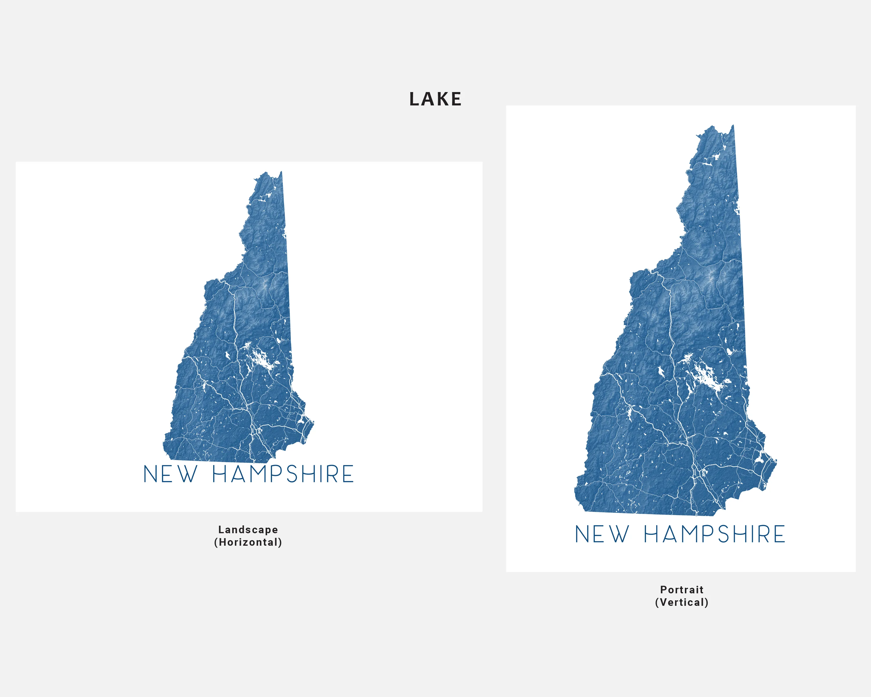 New Hampshire Map Print Poster - Topographic Map of New Hampshire State Wall Art Prints