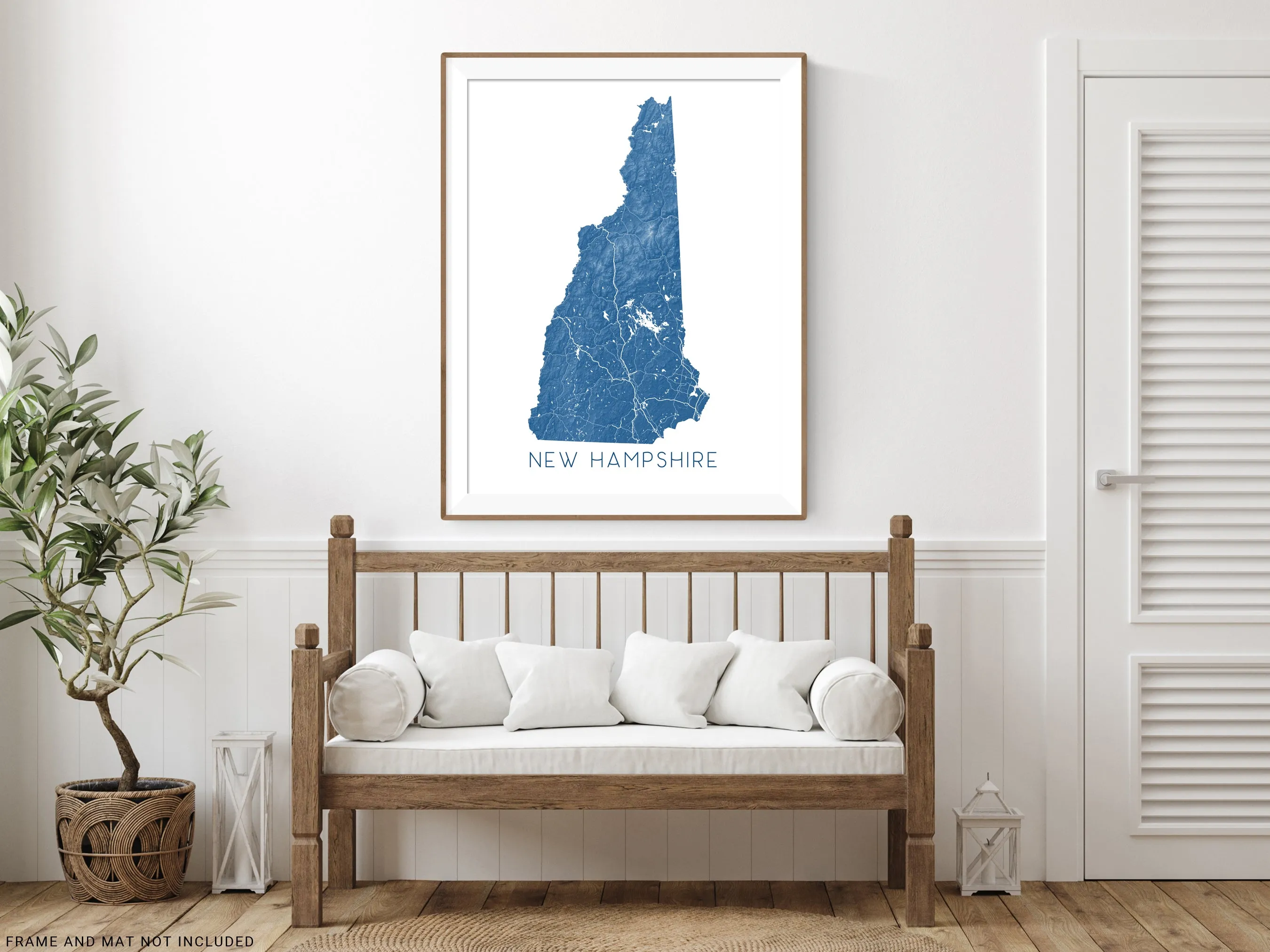 New Hampshire Map Print Poster - Topographic Map of New Hampshire State Wall Art Prints