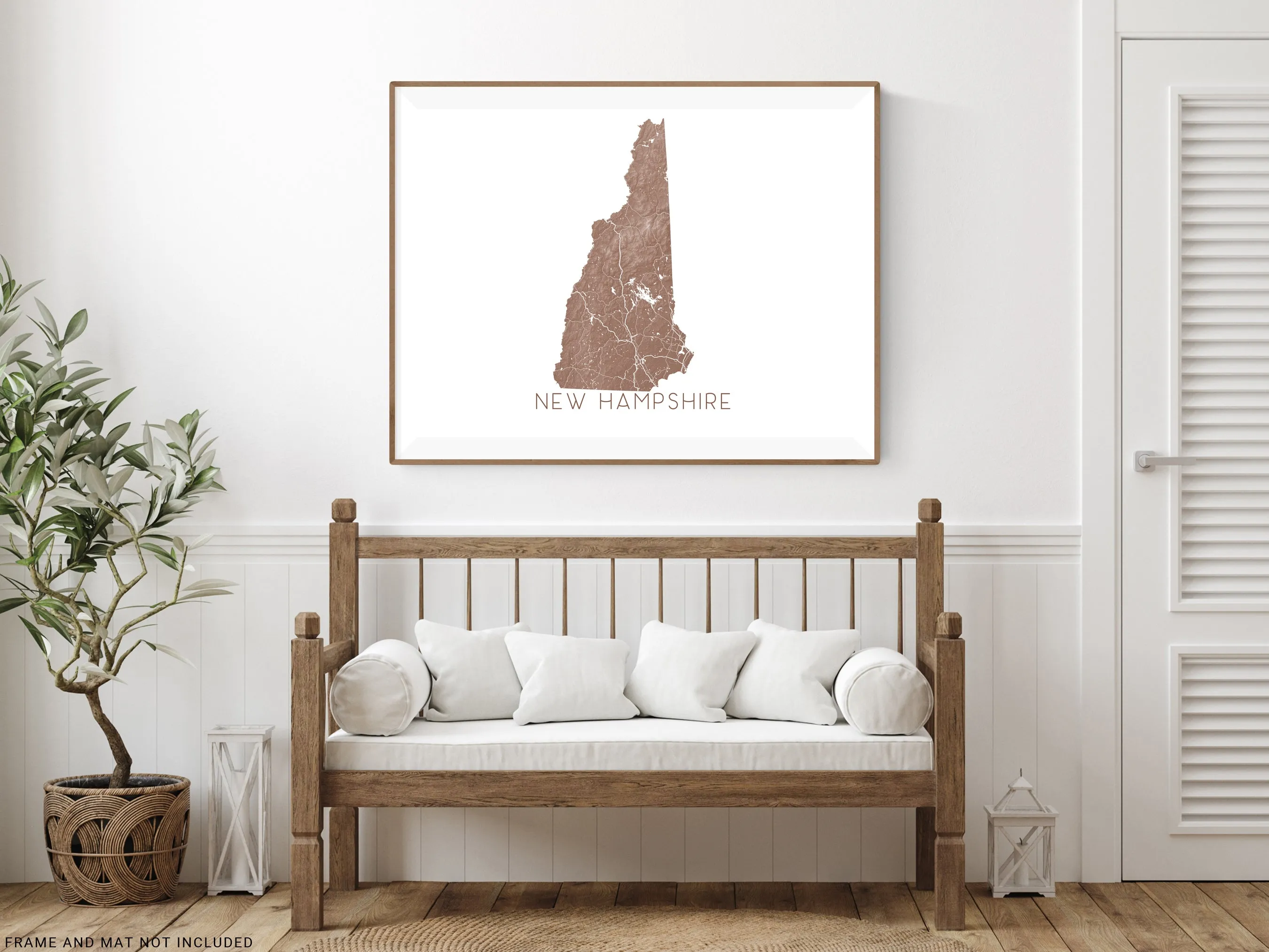 New Hampshire Map Print Poster - Topographic Map of New Hampshire State Wall Art Prints
