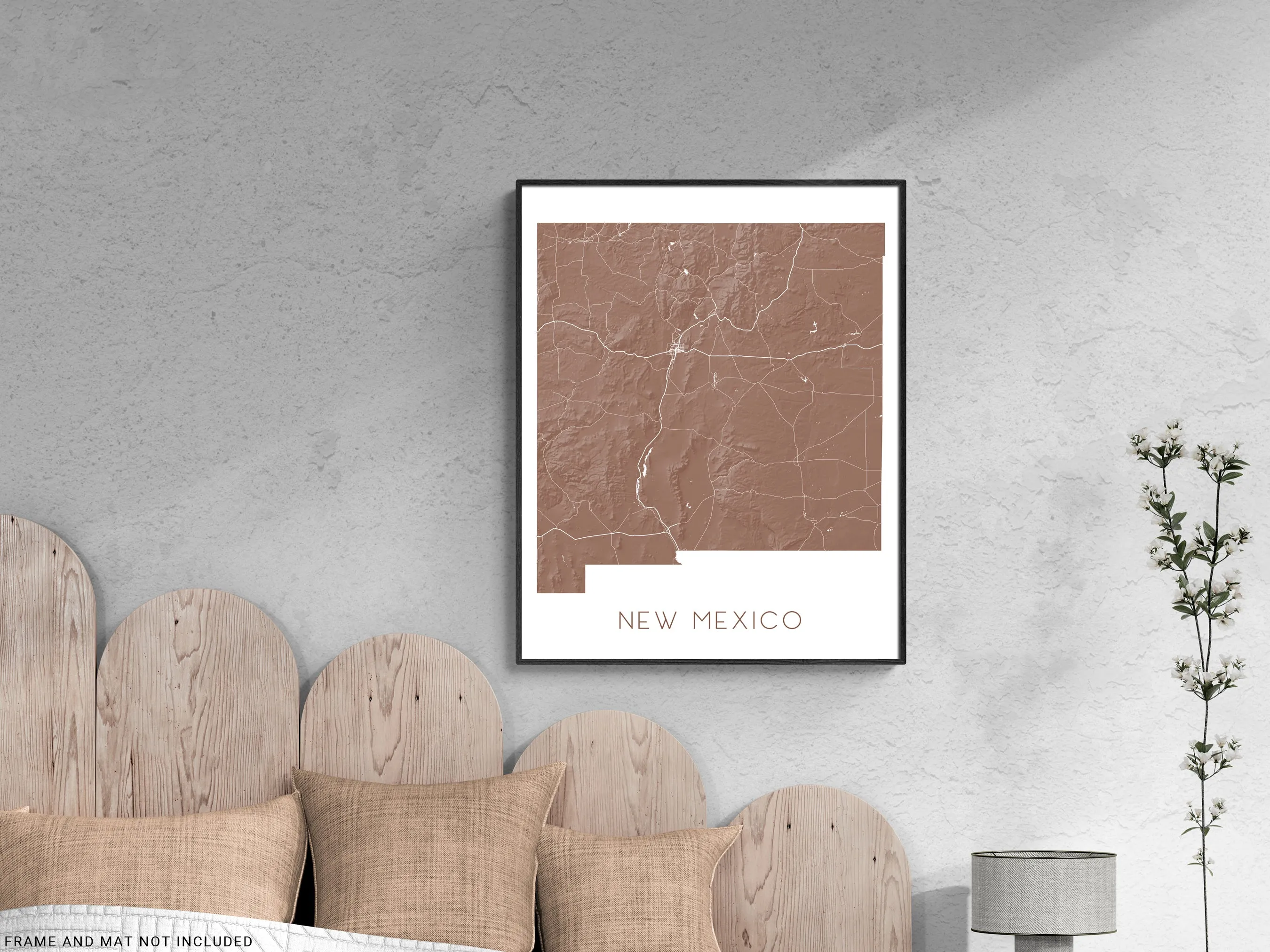 New Mexico Map Print Poster - Topographic Map of NM State Wall Art Poster, Albuquerque