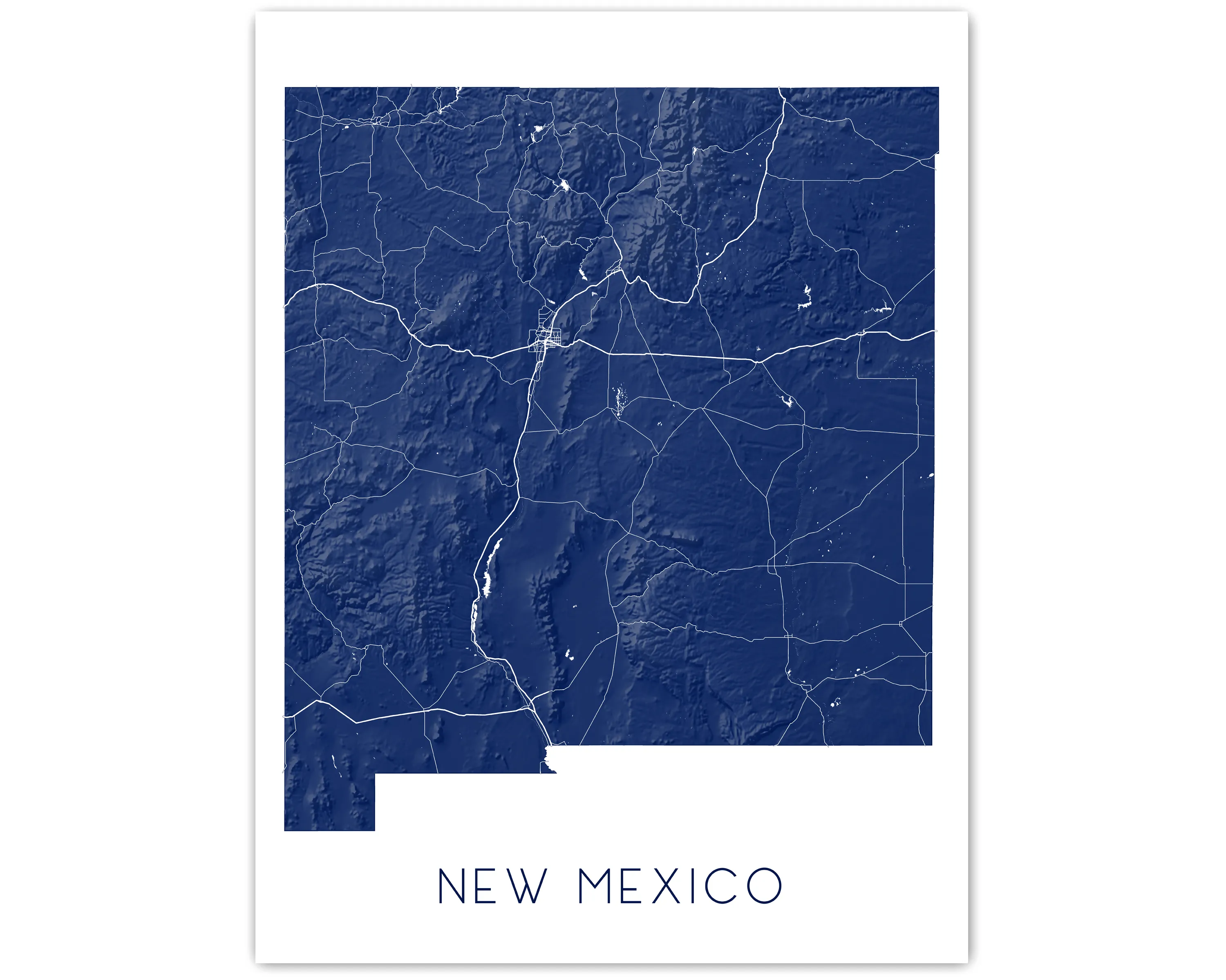 New Mexico Map Print Poster - Topographic Map of NM State Wall Art Poster, Albuquerque