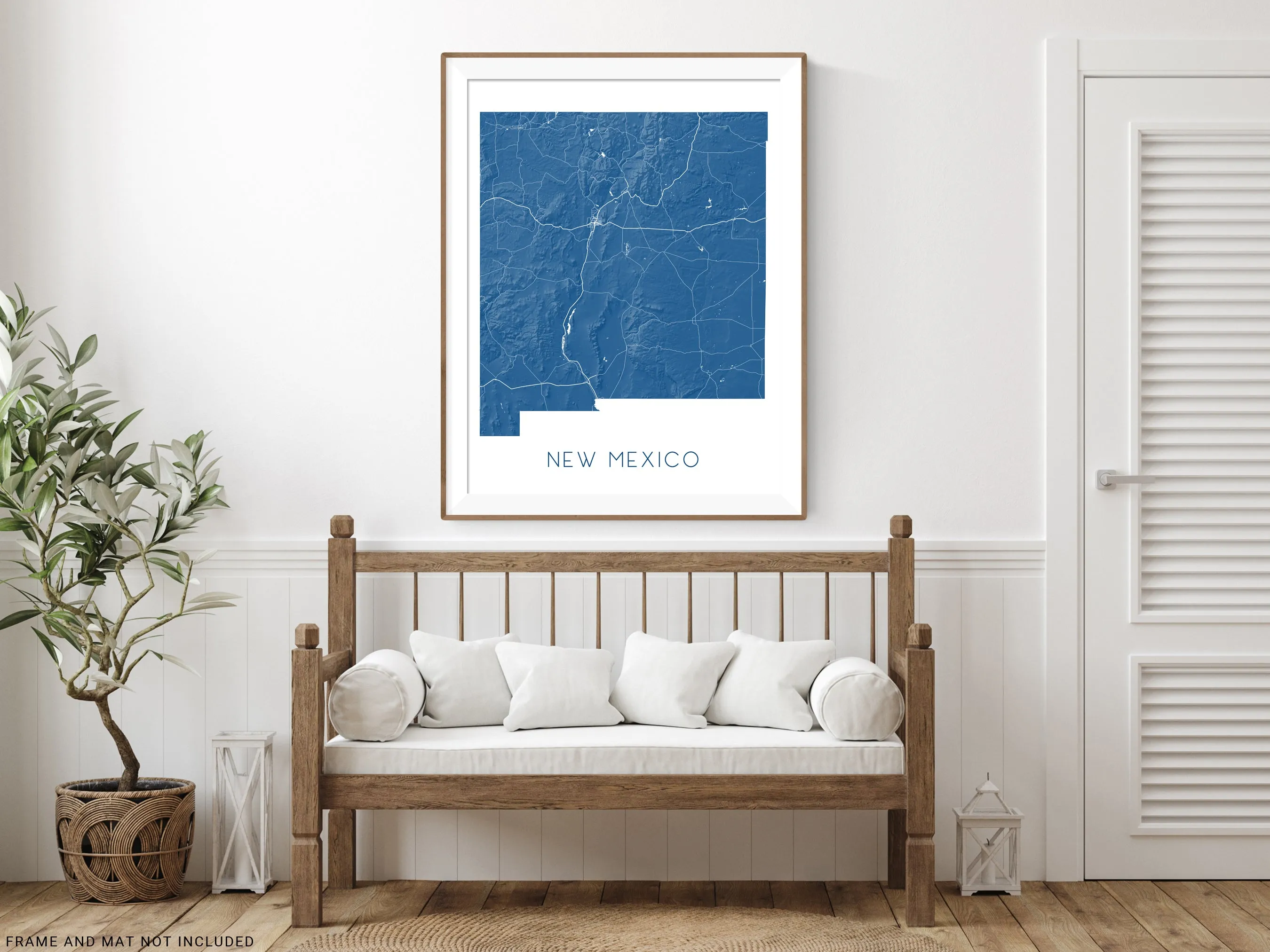 New Mexico Map Print Poster - Topographic Map of NM State Wall Art Poster, Albuquerque