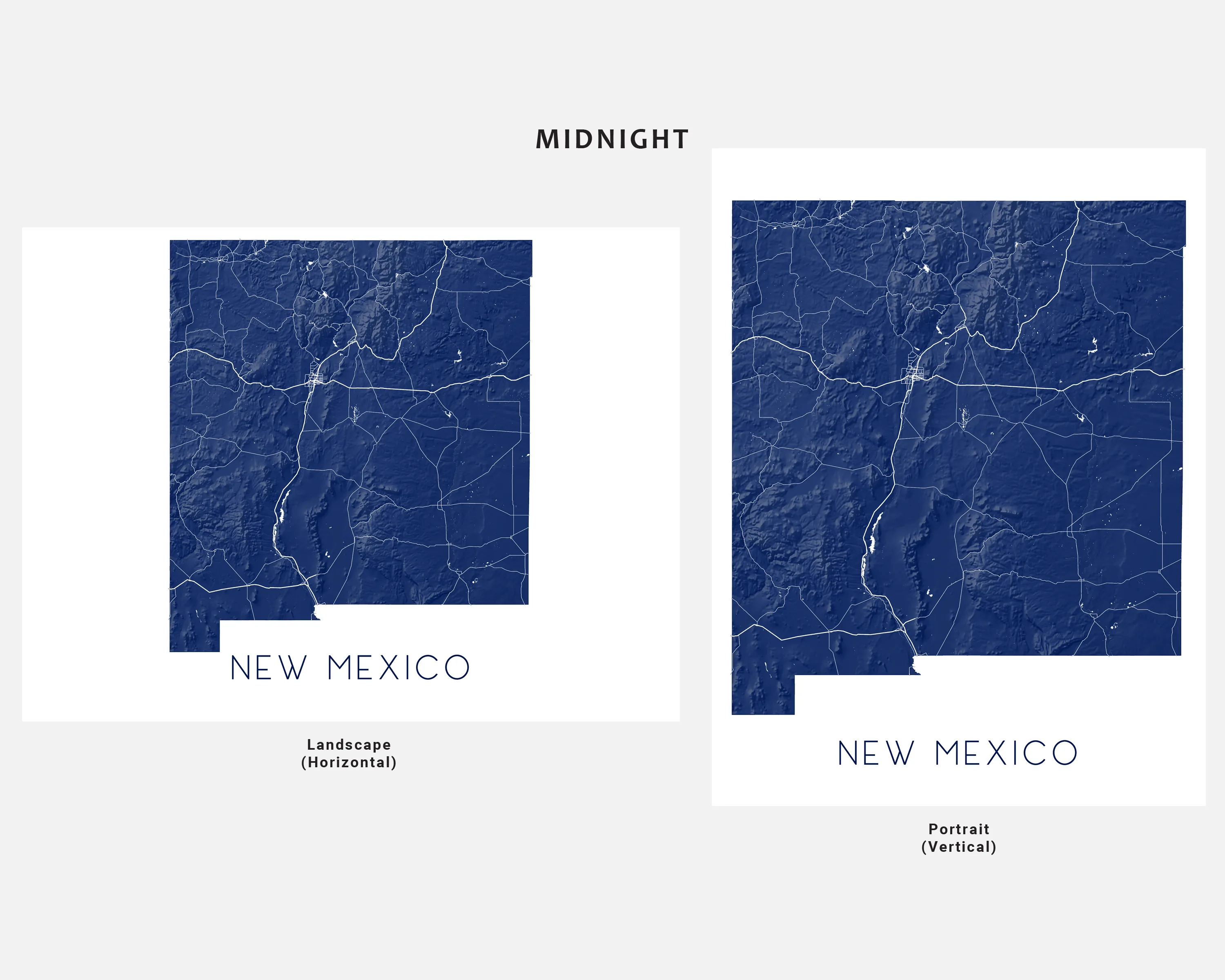 New Mexico Map Print Poster - Topographic Map of NM State Wall Art Poster, Albuquerque