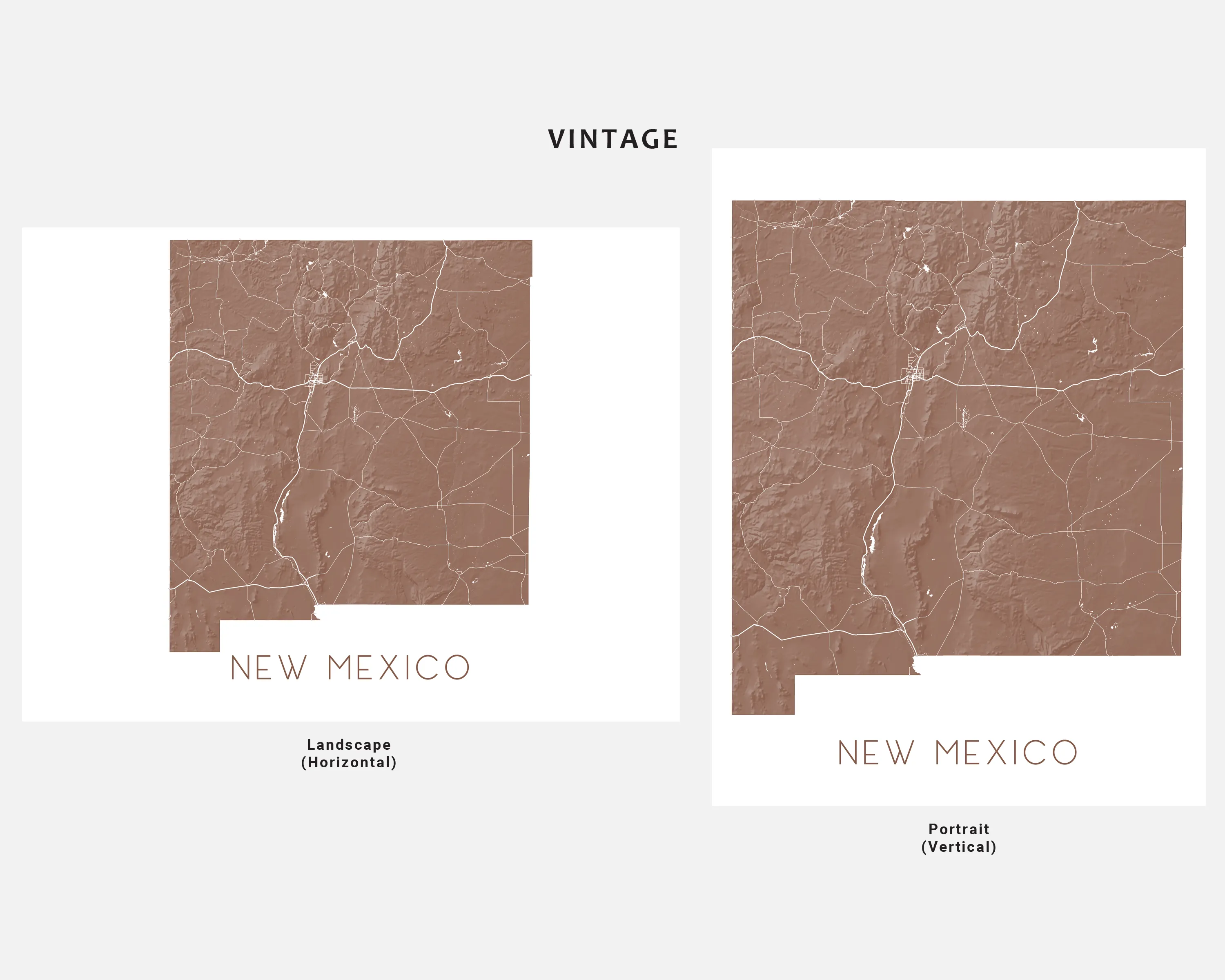 New Mexico Map Print Poster - Topographic Map of NM State Wall Art Poster, Albuquerque