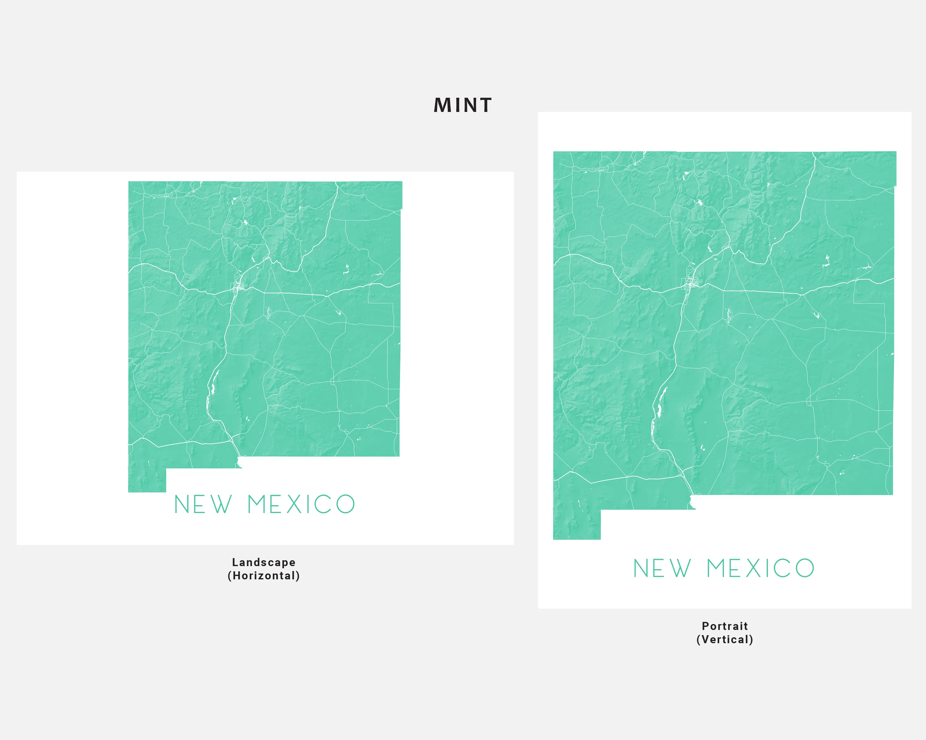 New Mexico Map Print Poster - Topographic Map of NM State Wall Art Poster, Albuquerque