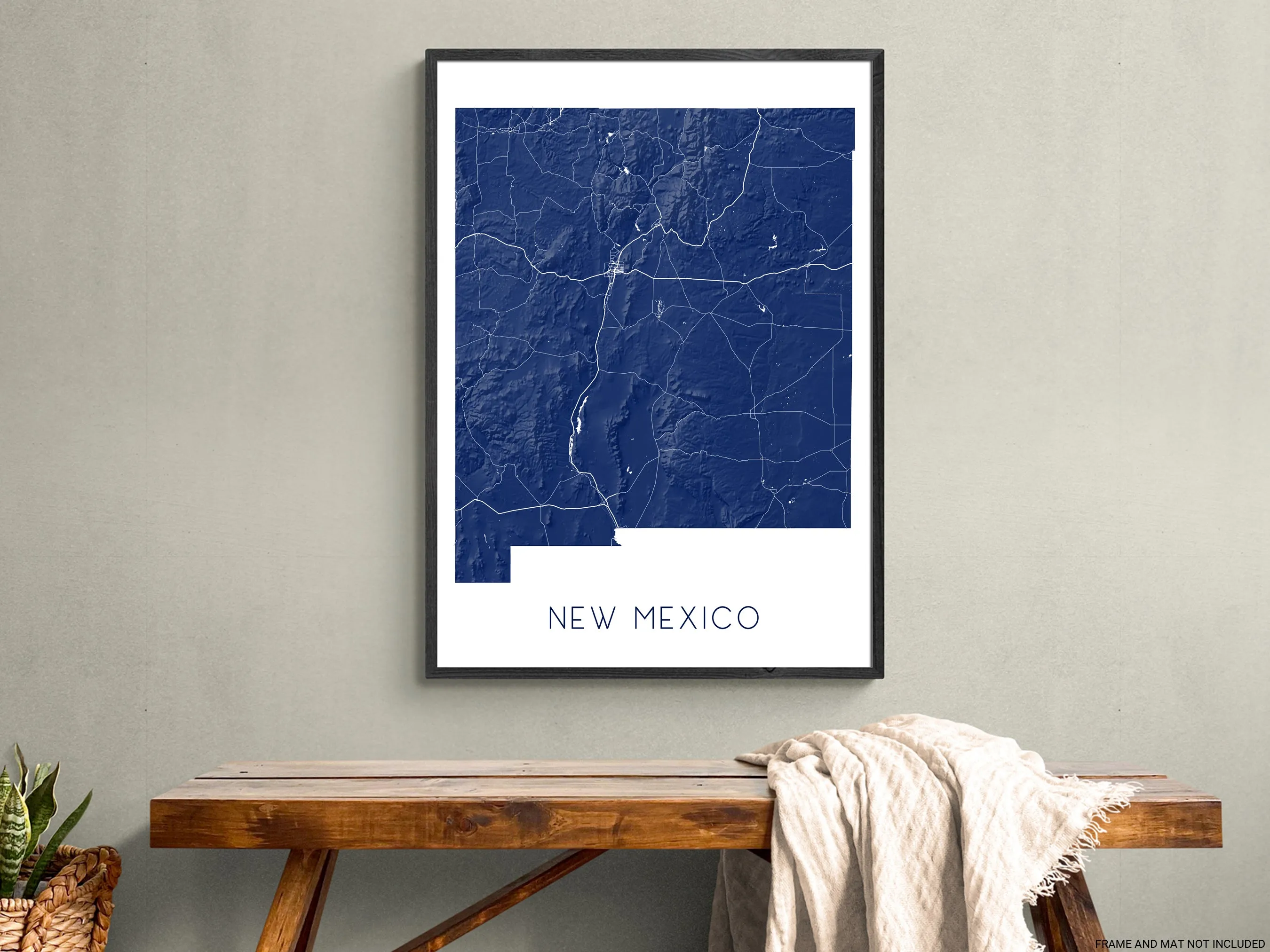 New Mexico Map Print Poster - Topographic Map of NM State Wall Art Poster, Albuquerque