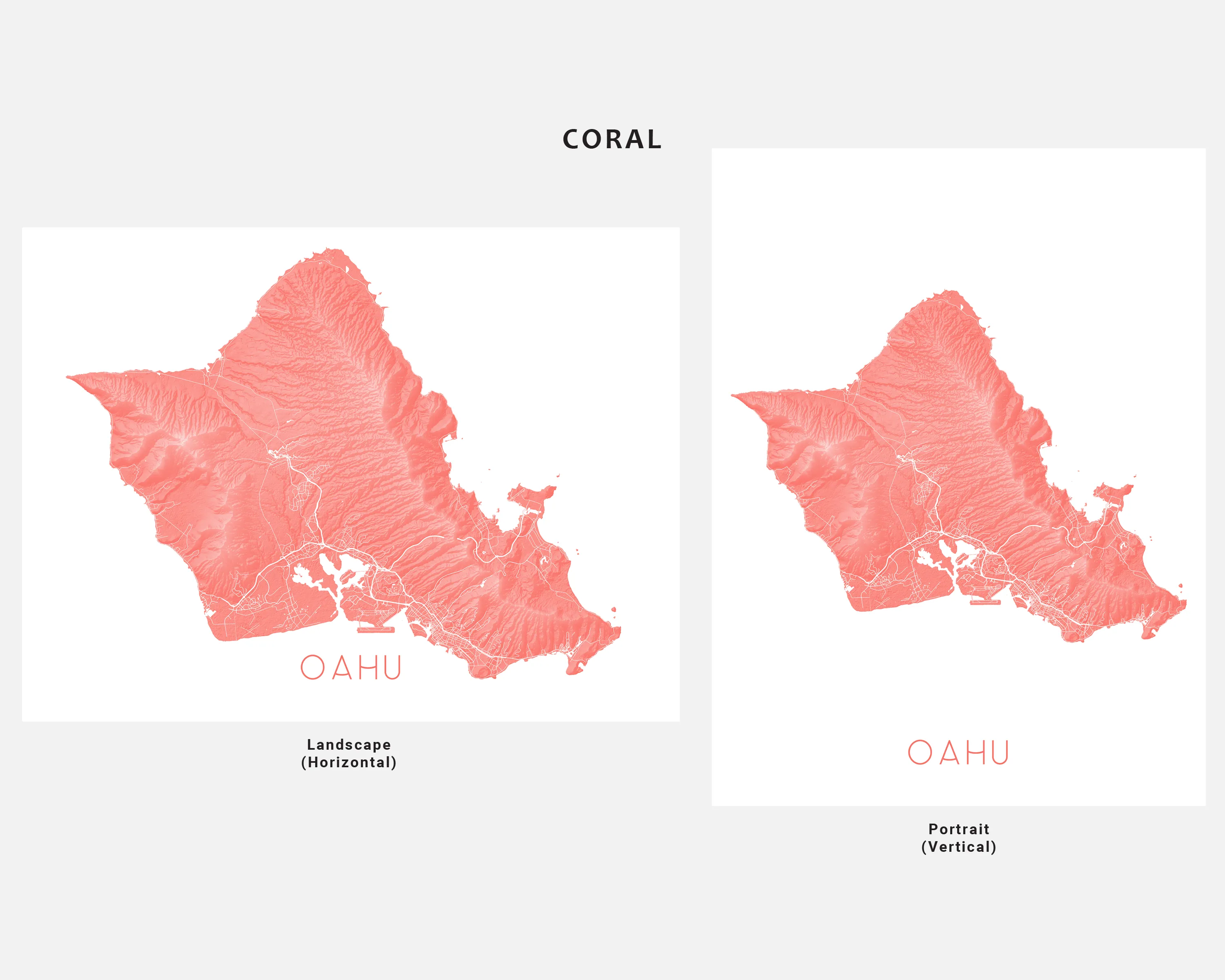 Oahu Map Wall Art Print, 3D Topographic Map of Oahu Hawaii Island Poster Maps, Honolulu